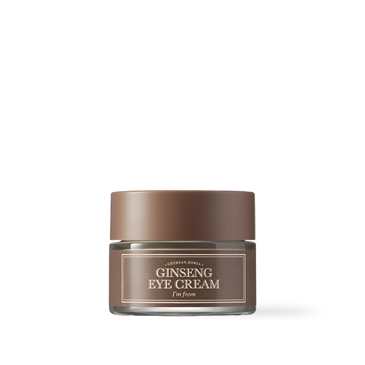 ImFrom Ginseng Eye Cream 30g — small gold jar with lid beside ingredient card