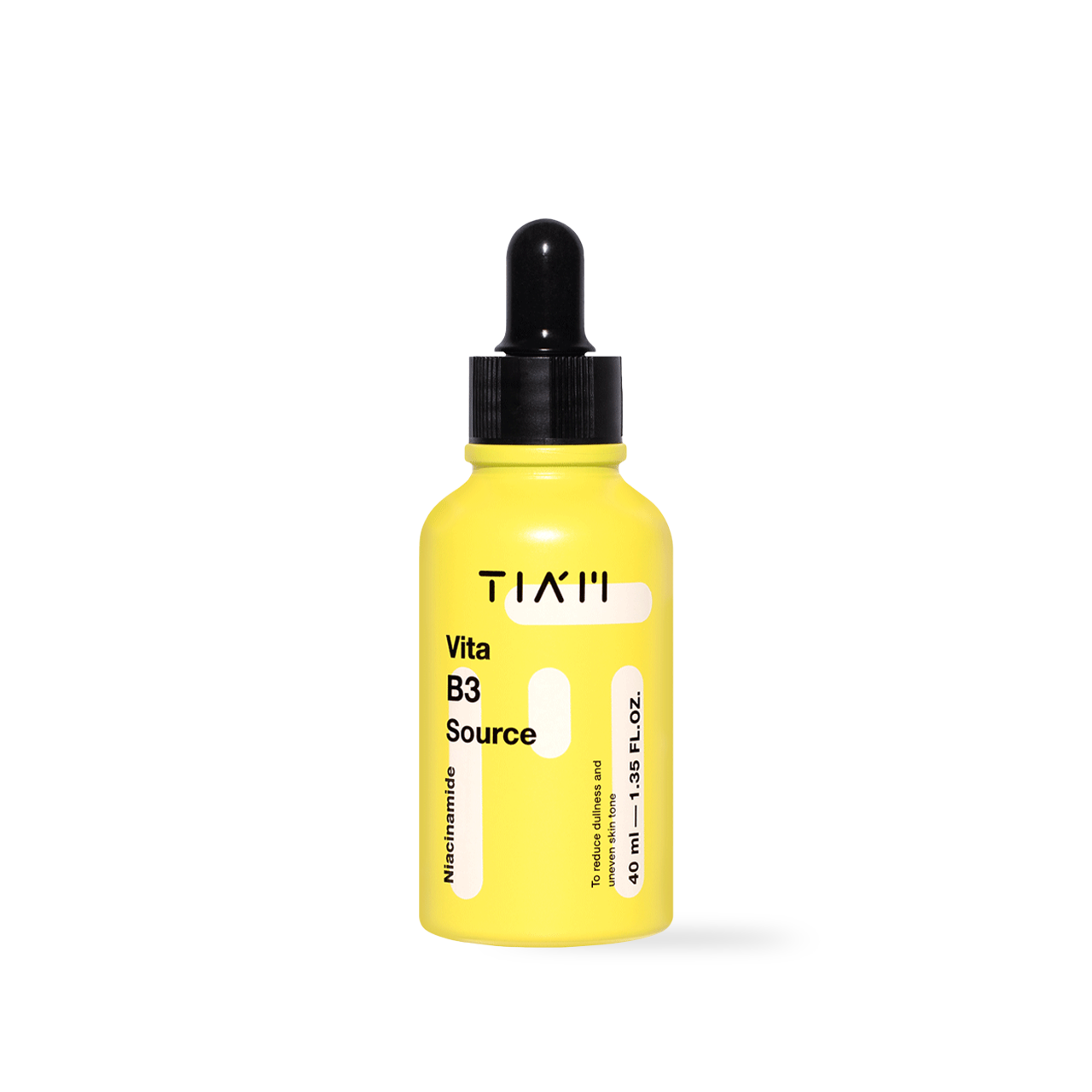 TIAM Vita B3 Source 40ml — cylindrical white serum bottle with yellow label, front view