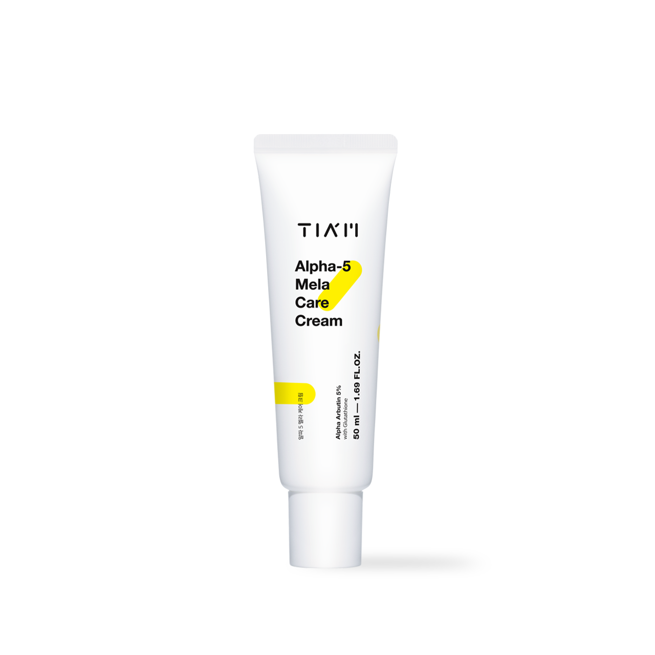 TIAM Alpha-5 Mela Care Cream 40ml — white compact jar with gold label, front view