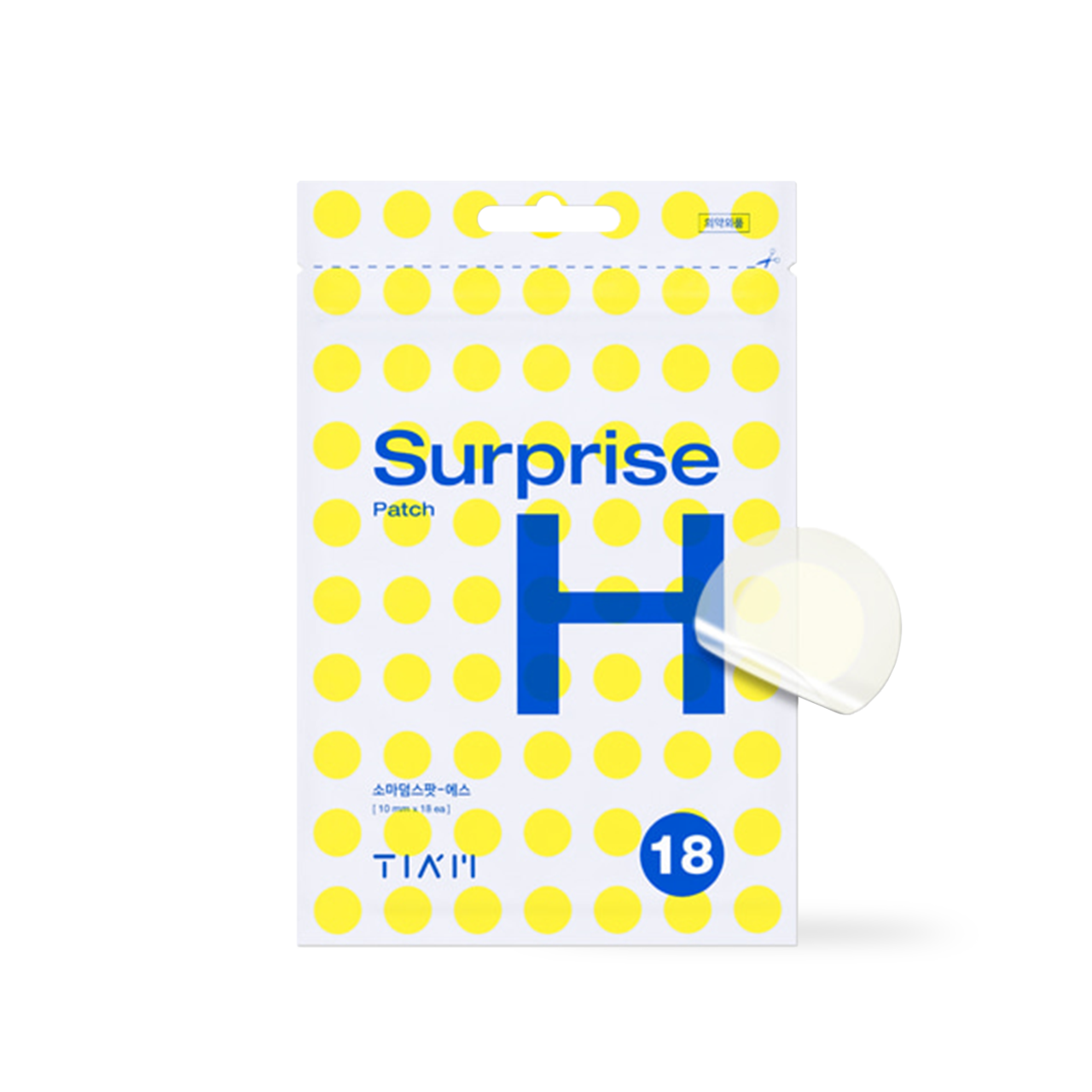 TIAM Surprise H Patch 18 count — clear ultra-thin pimple patches on white sheet packaging