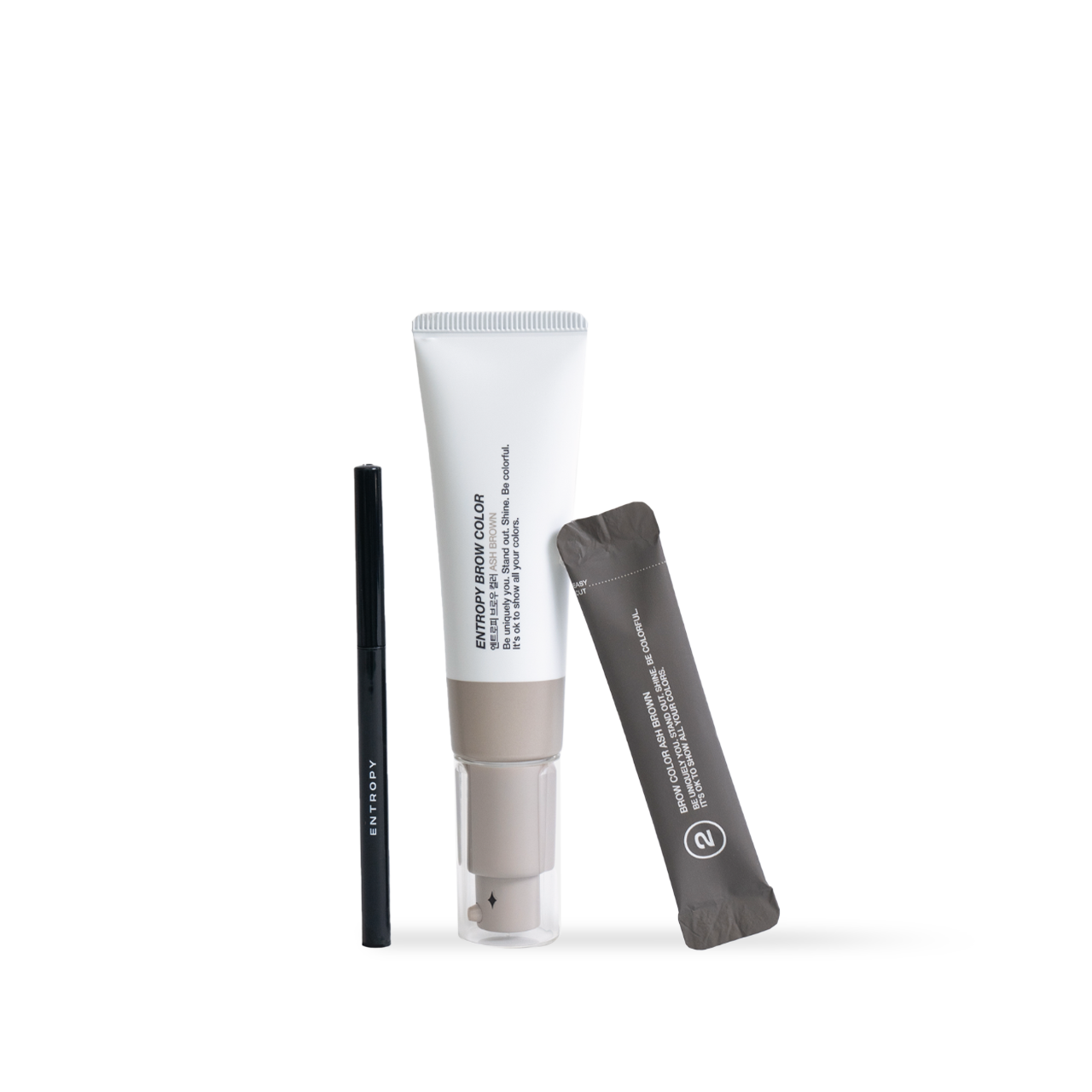 ENTROPY Brow Color Ash Brown 38g — two-part kit with star-marked mixing cap