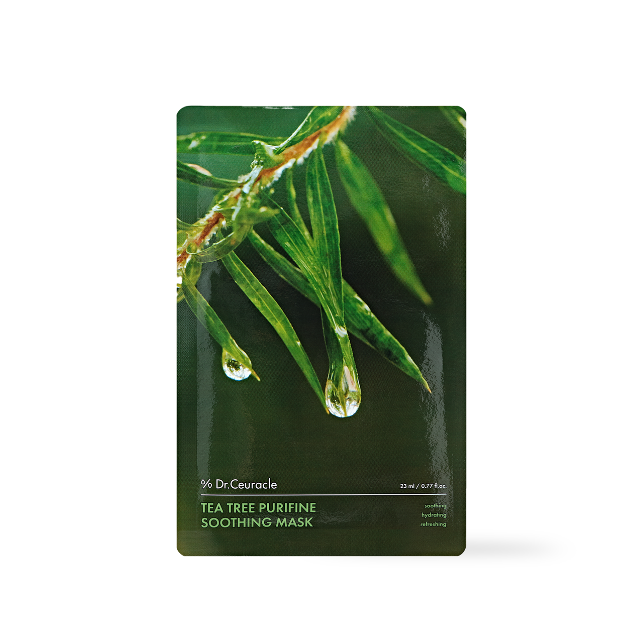 Dr.Ceuracle Tea Tree Purifine Soothing Mask 10ea — sheet mask packet box with green tea tree design