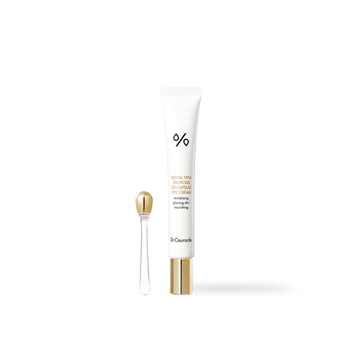Dr.Ceuracle Royal Vita Propolis 33 Capsule Eye Cream 20ml — jar with gold massager applicator