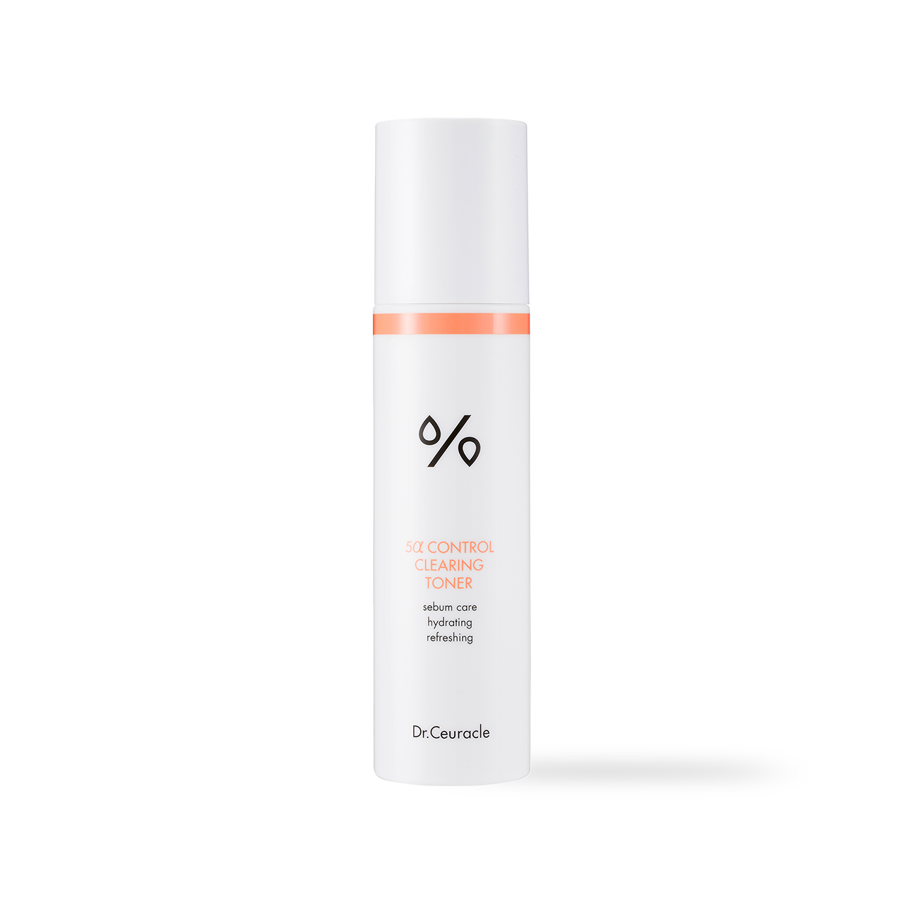 Dr.Ceuracle 5-Alpha Control Clearing Toner 120ml — slim pump bottle with olive-green label, front view