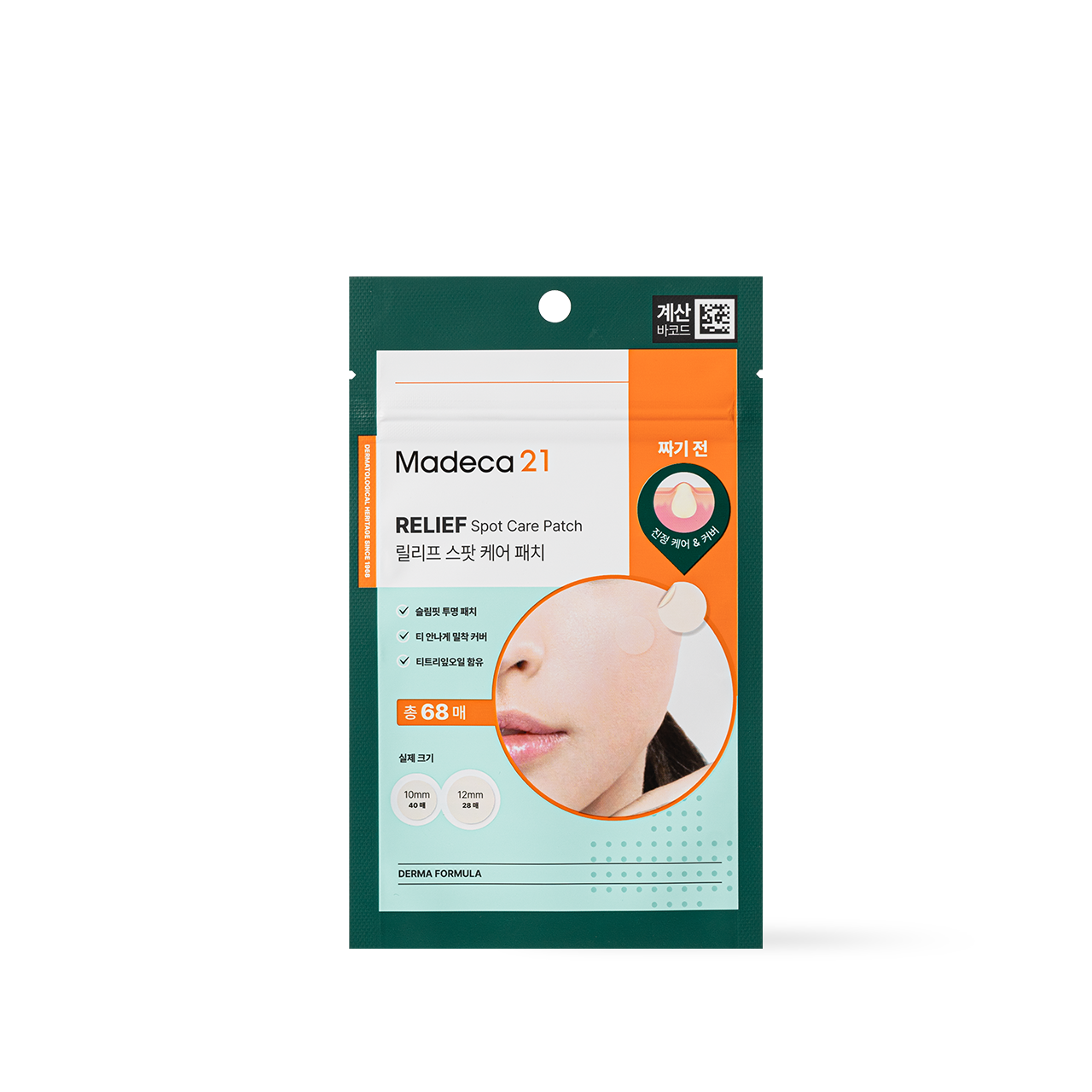 Madeca21 Relief Spot Care Patch 68 pieces — resealable pouch with circular patches