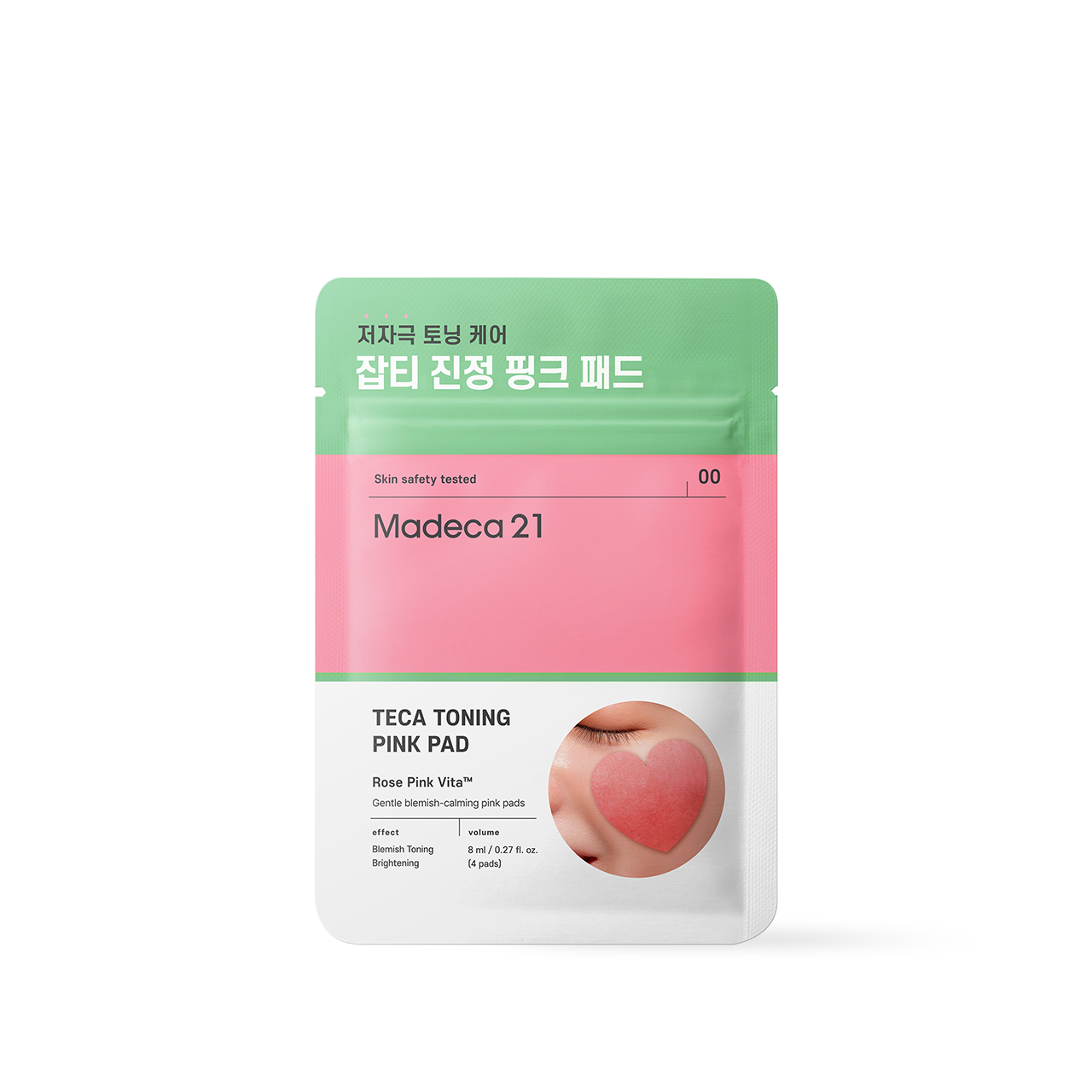 Madeca21 Teca Toning Pink Pad 4 pieces — heart-shaped pink cooling pads in packaging