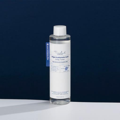 THE LAB by BLANC DOUX Oligo Hyaluronic Acid Deep Toner 200ml — clear pump bottle with light blue label on white background
