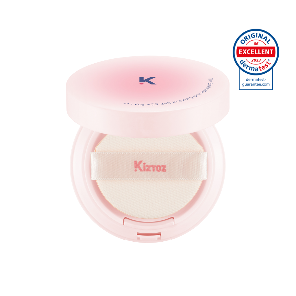 KIZTOZ The Barrimune Sun Cushion 15g — children's cushion compact with airless puff on white background