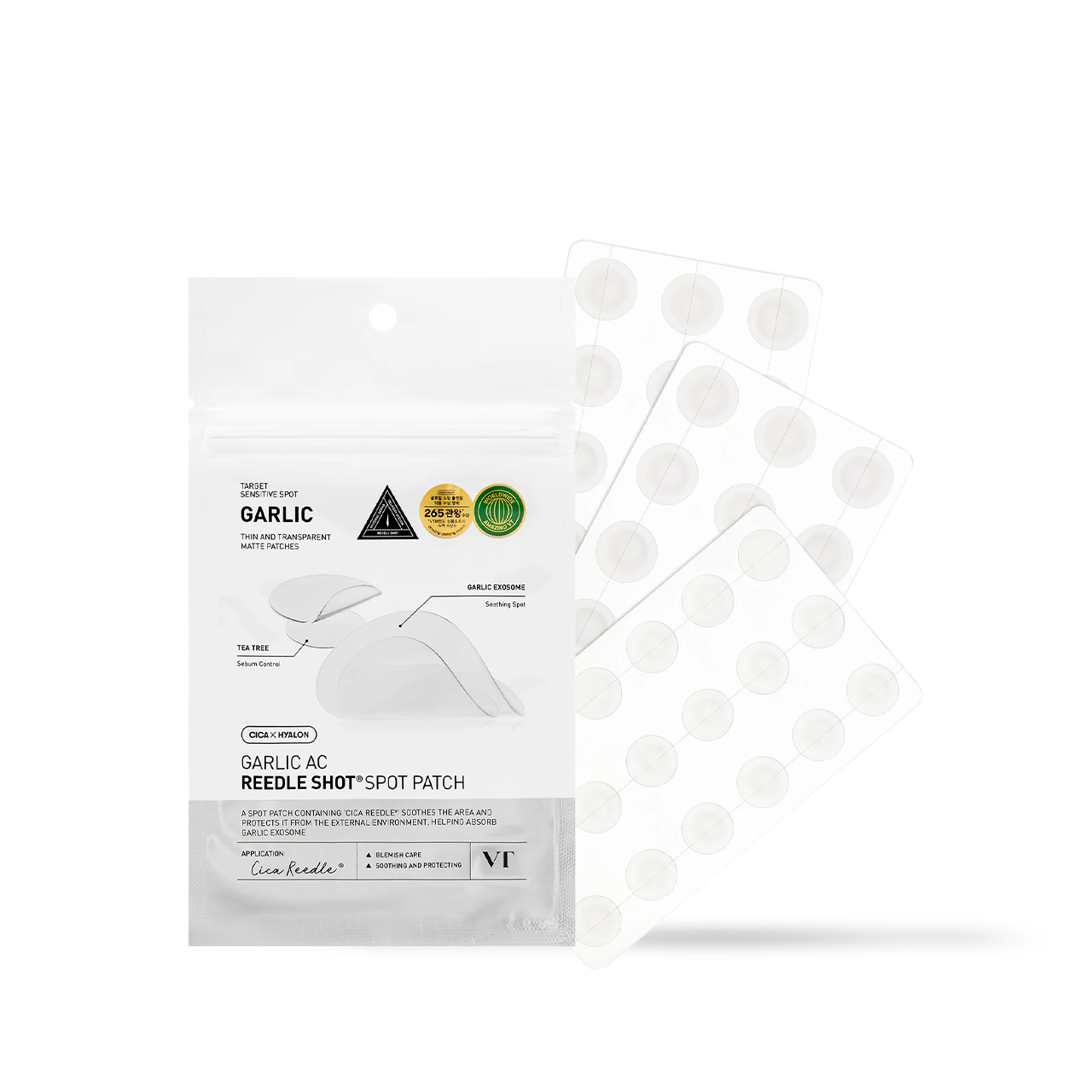 VT Cosmetics Garlic AC Reedle Shot Spot Patch — packaging showing ultra-thin transparent blemish patches