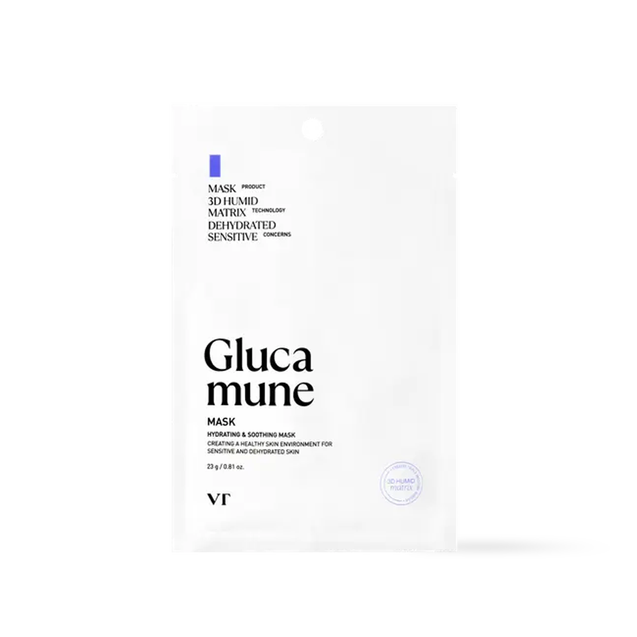 VT Cosmetics Glucamune Mask 1ea — large square toner pad sheet mask pouch with blue-green label
