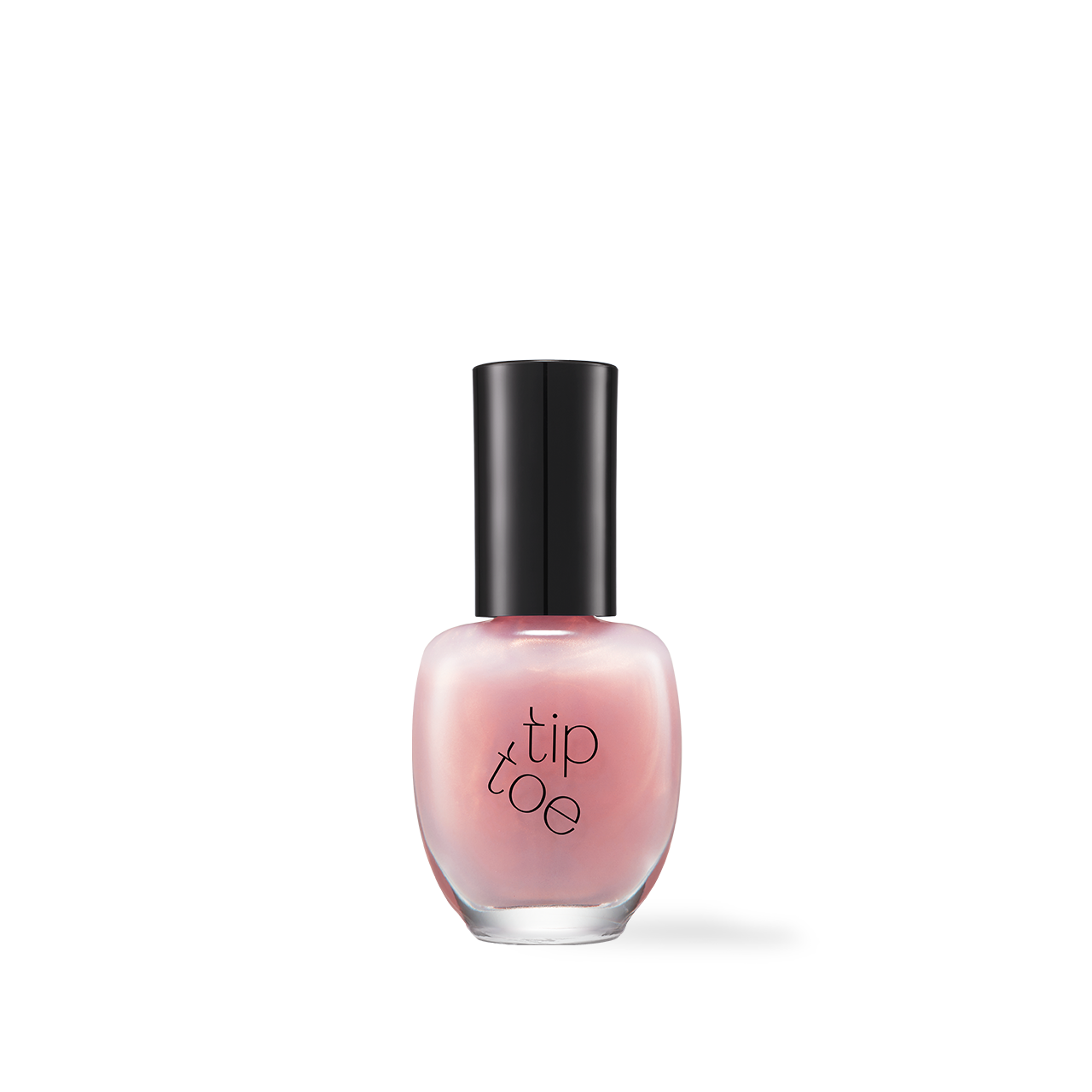 Tiptoe Nail Polish 104 Aurora Blossom 10g — pink shimmer bottle with brush on white surface