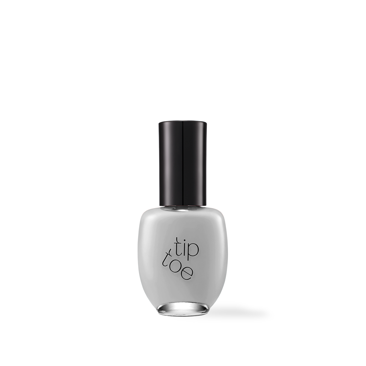 Tiptoe Nail Polish 218 Misty 10g — pale grey nail polish bottle on white surface