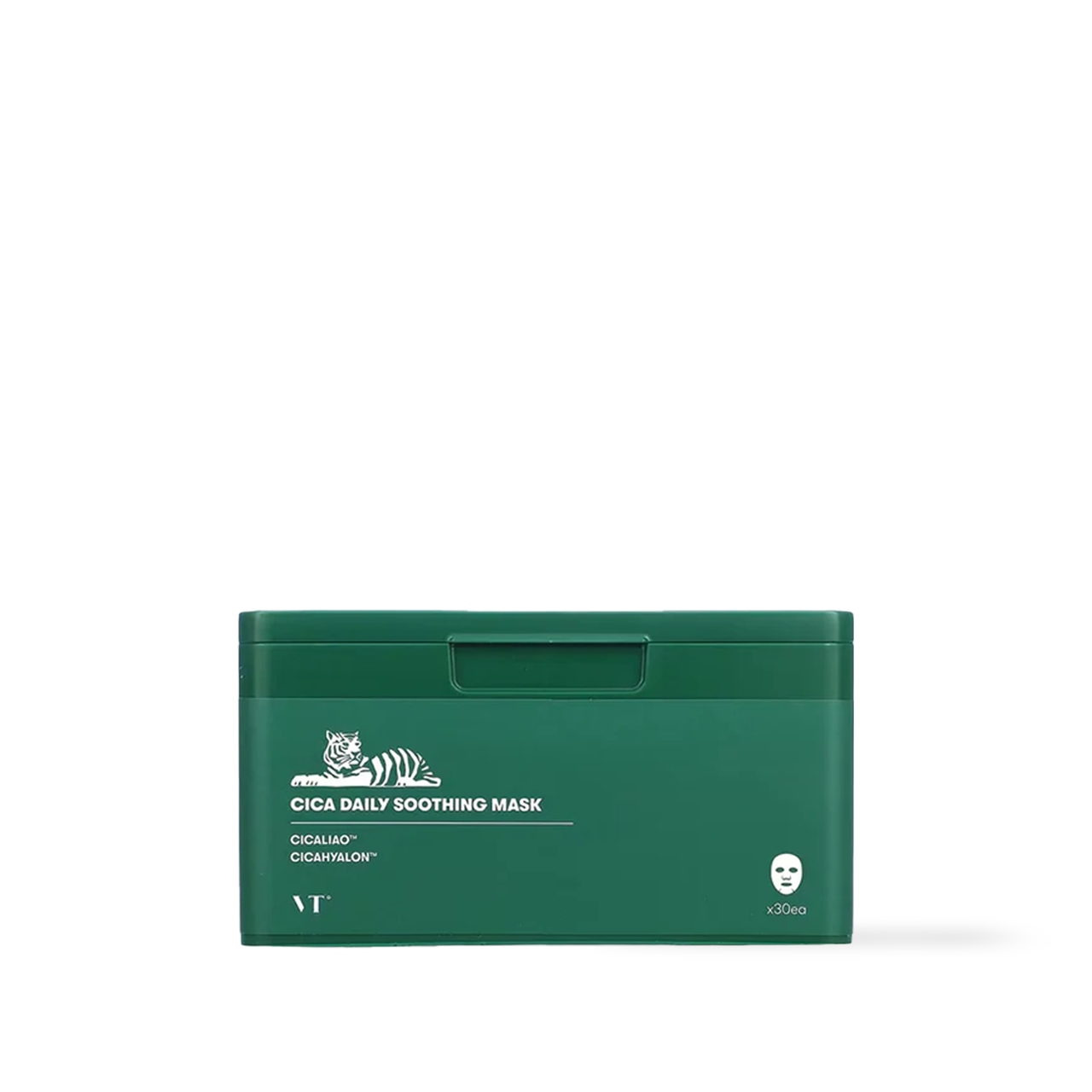 VT Cosmetics CICA Daily Soothing Mask 30pcs — pull-out box with 30 individual masks and cica green packaging
