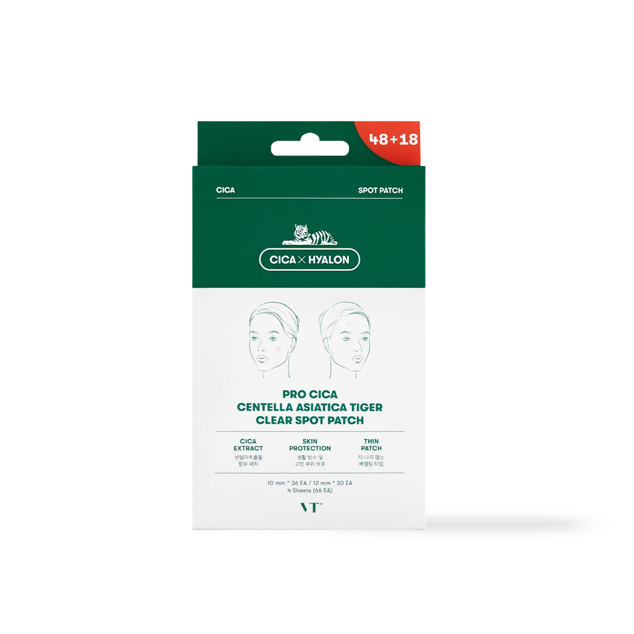 VT Cosmetics PRO CICA Tiger Clear Spot Patch 66ea — circular hydrocolloid patch sheet