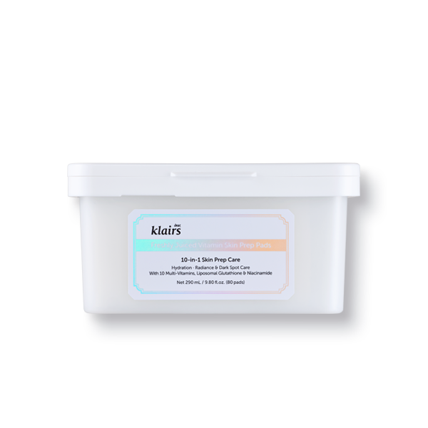 Dear,Klairs Freshly Juiced Vitamin Skin Prep Pads 290ml — tub of 80 pads with easy-pick applicator