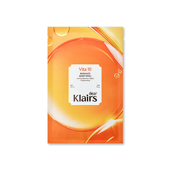 Dear,Klairs Vita 10 Radiance Sheet Mask pack of 5 — boxed set of vitamin C cellulose masks