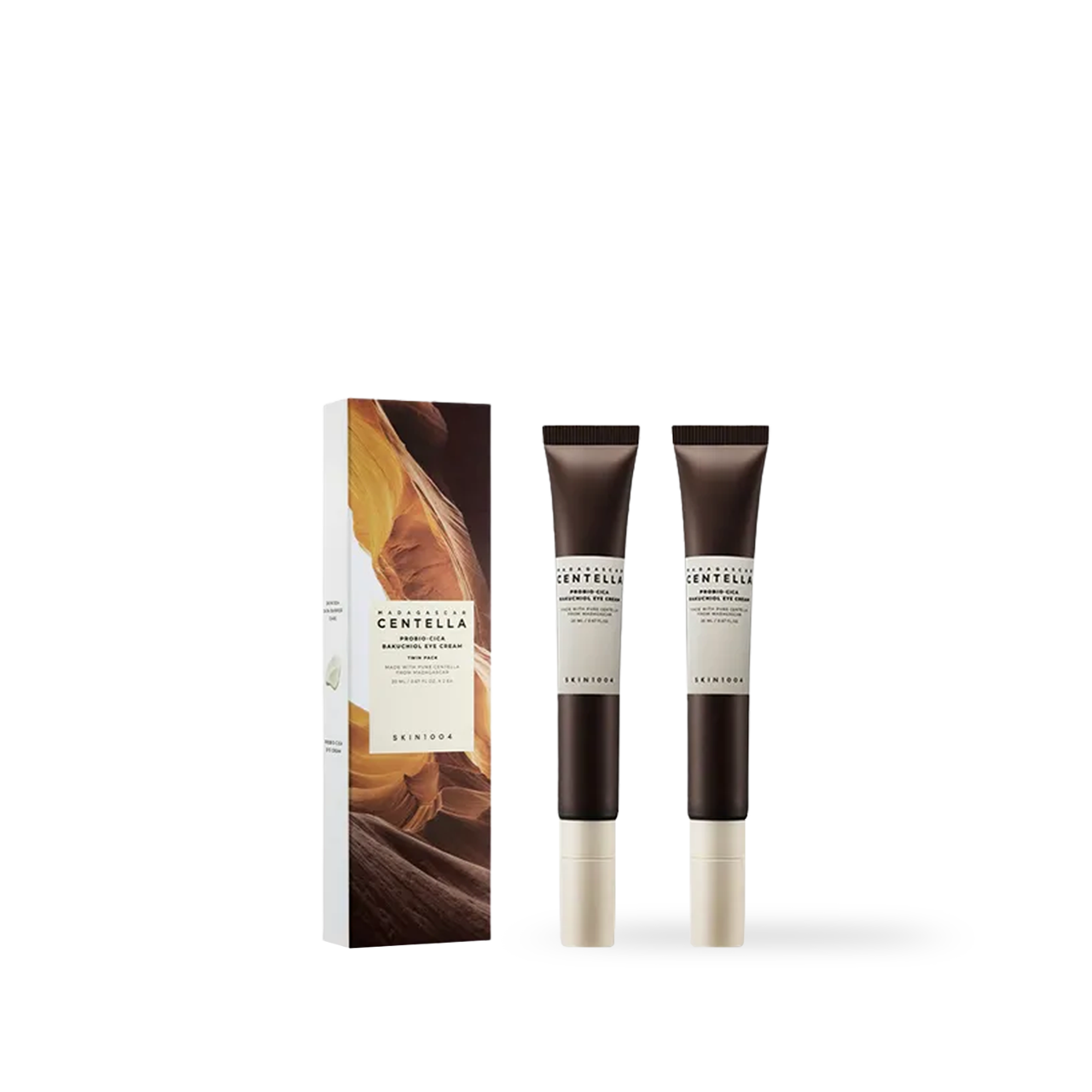 SKIN1004 Bakuchiol Eye Cream Twin Pack — two 20ml jars with silicone applicators