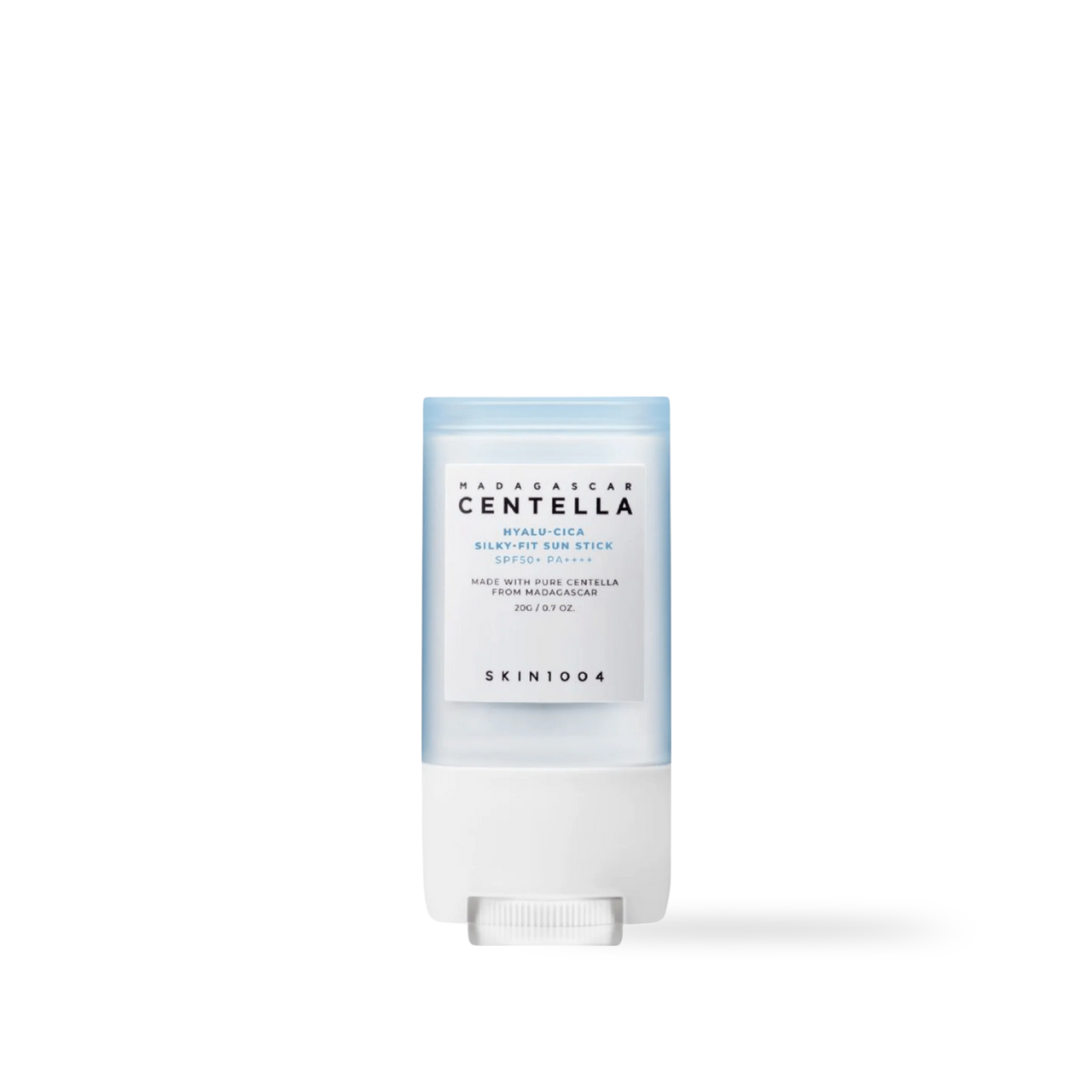 SKIN1004 Hyalu-Cica Silky Fit Sun Stick 20g — green twist-up stick upright on white background