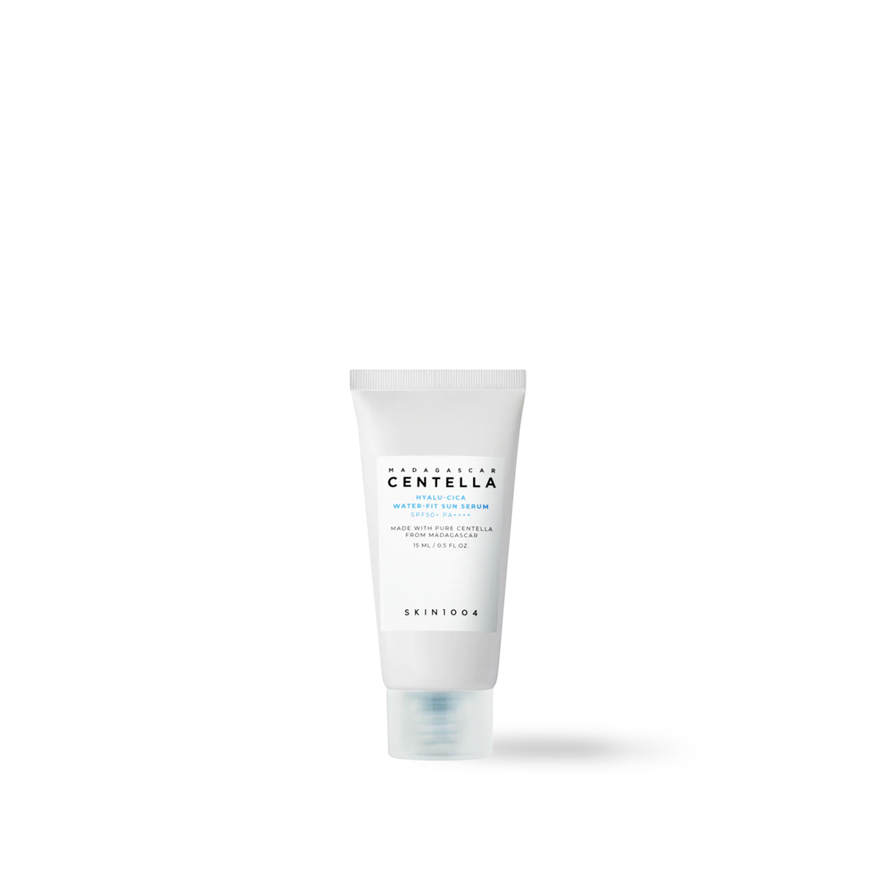 SKIN1004 Hyalu-Cica Water-Fit Sun Serum — slim pump bottle dispensing serum on white surface