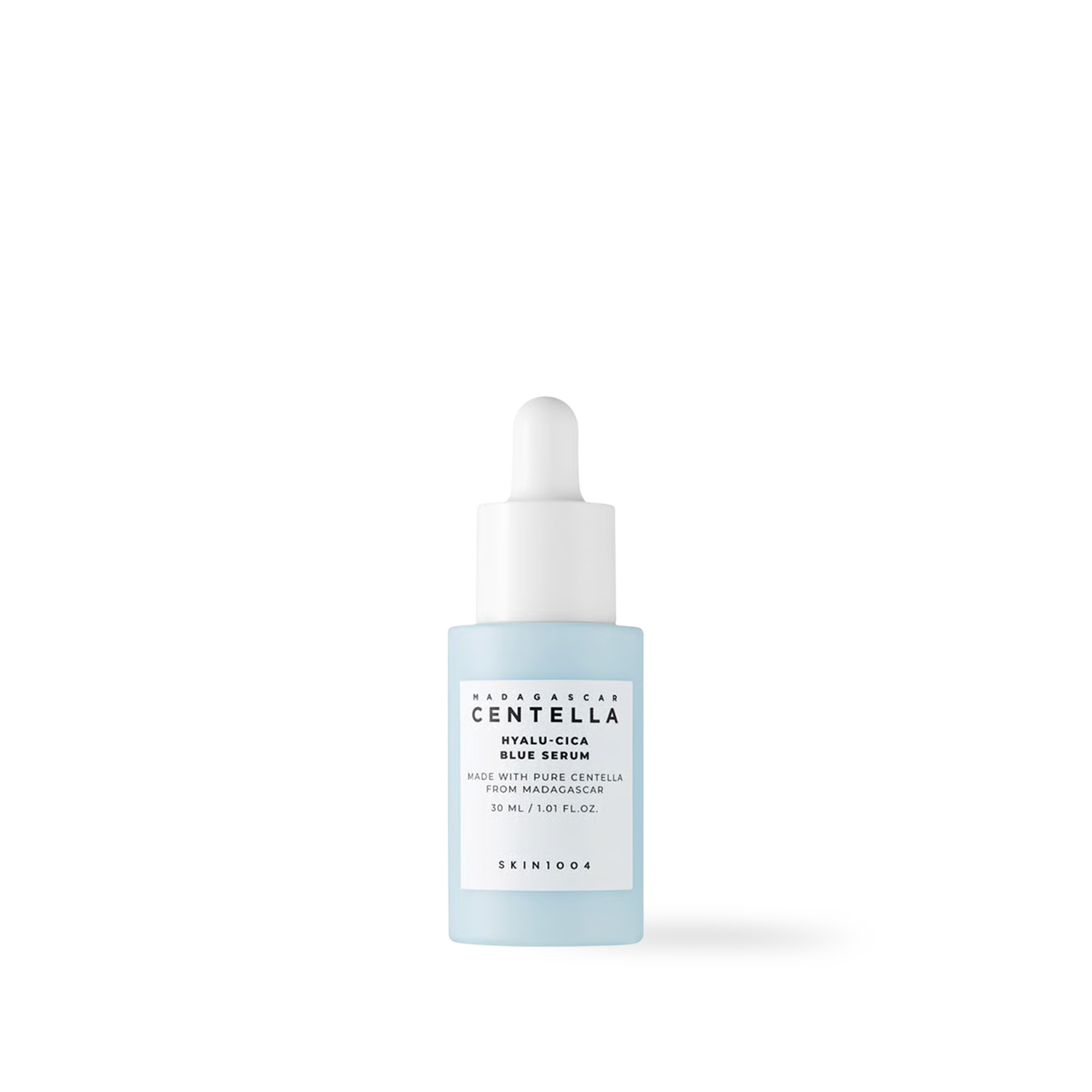 SKIN1004 Hyalu-Cica Blue Serum — front of blue pump bottle showing 30ml and 50ml sizes