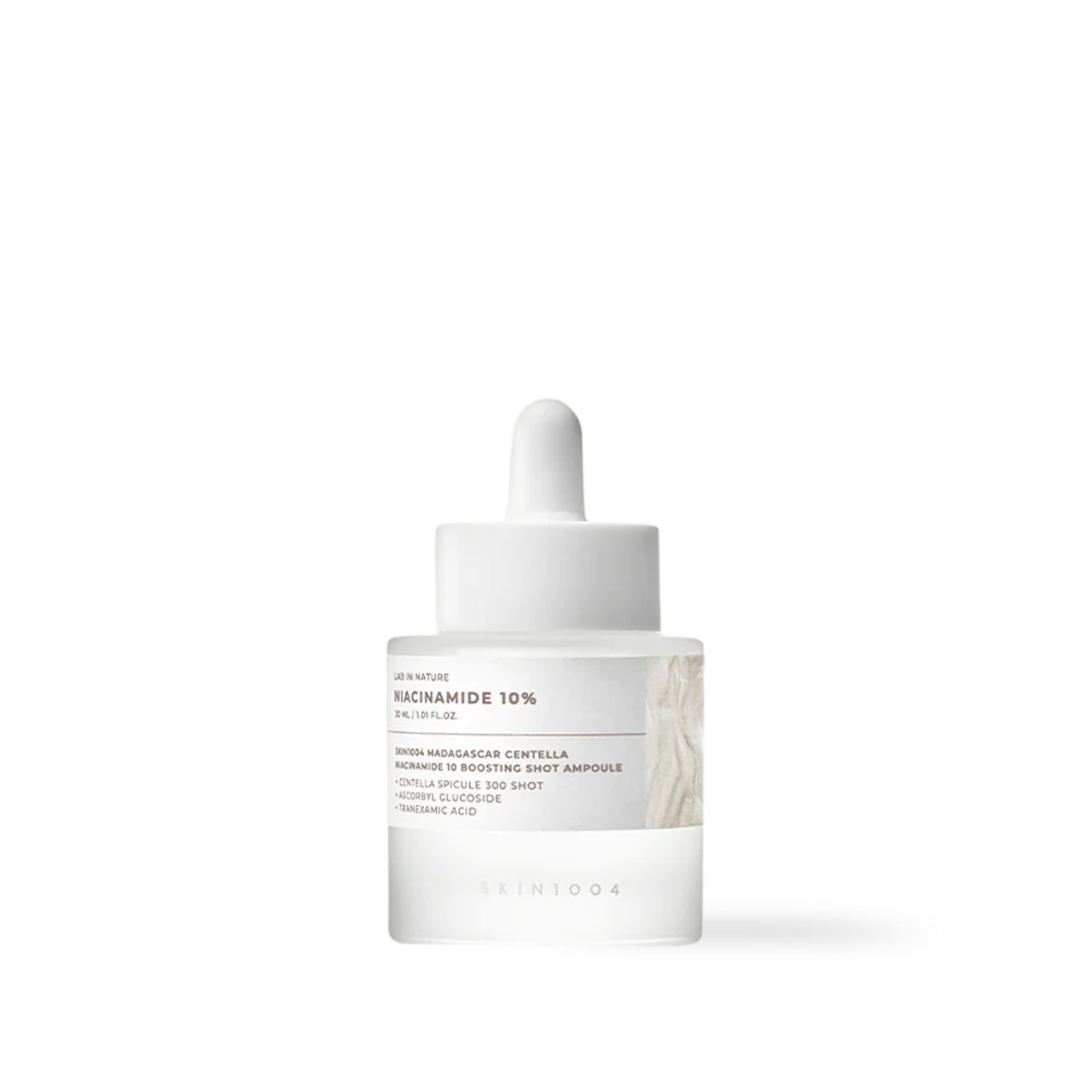 SKIN1004 Niacinamide 10 Boosting Shot Ampoule 30ml — white glass dropper bottle on plain background