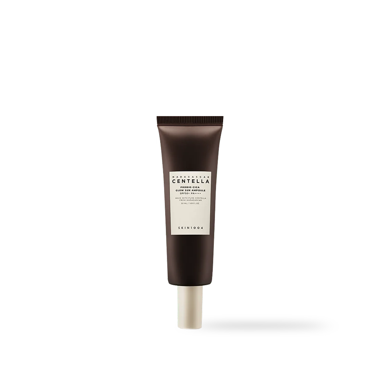 SKIN1004 Probio-Cica Glow Sun Ampoule SPF50 50ml — tube with pump dispenser on white background