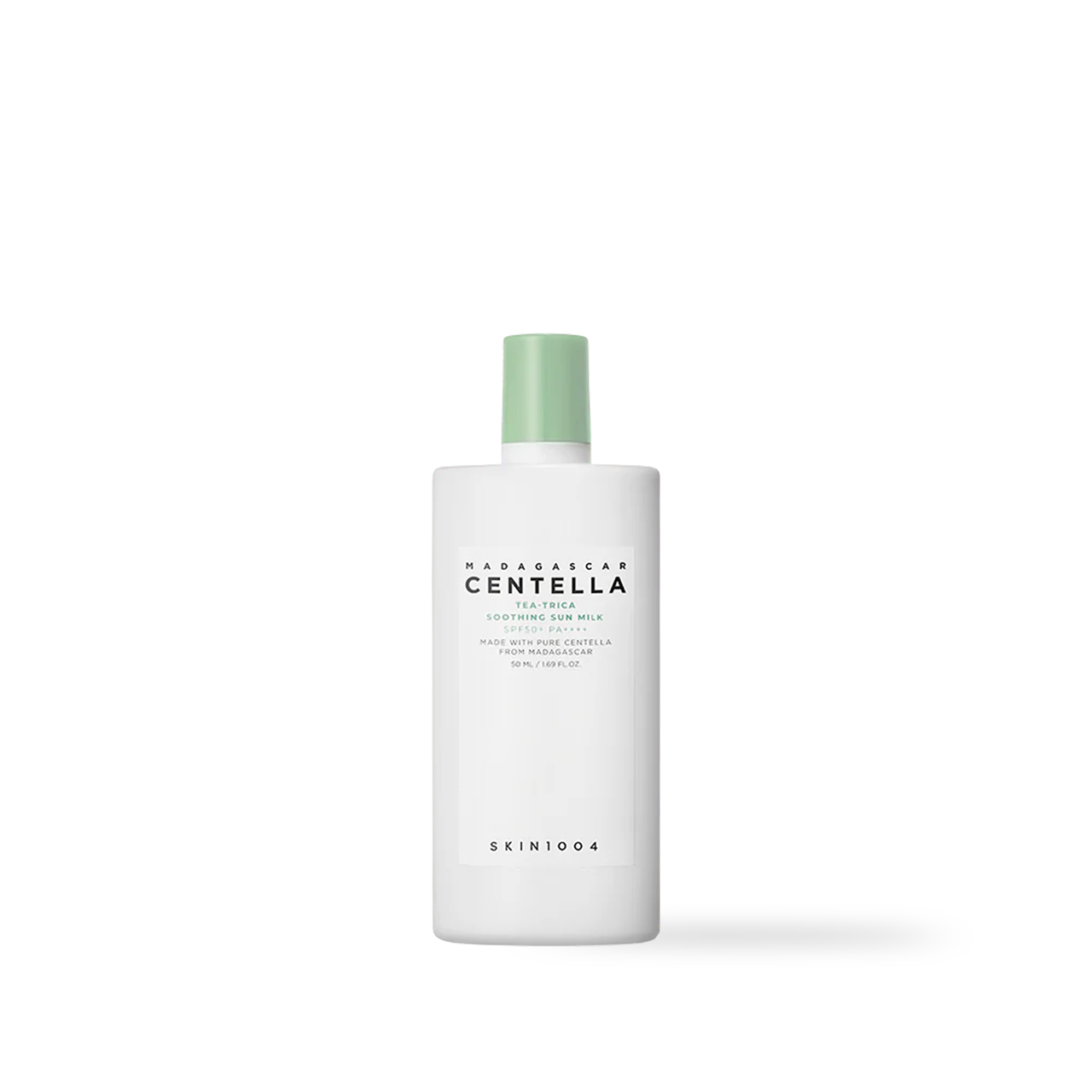 SKIN1004 Tea-Trica Soothing Sun Milk 50ml — white pump bottle on white background