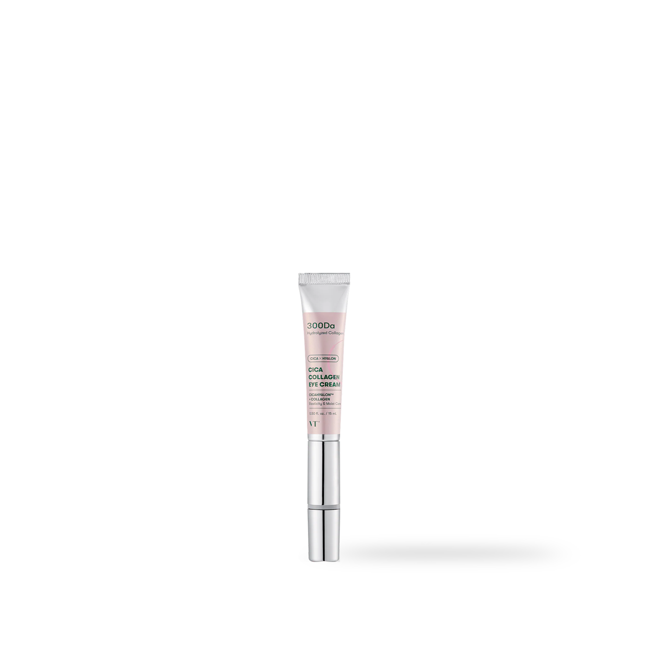 VT Cosmetics CICA Collagen Eye Cream 15ml — small tube with vibrating applicator on white surface