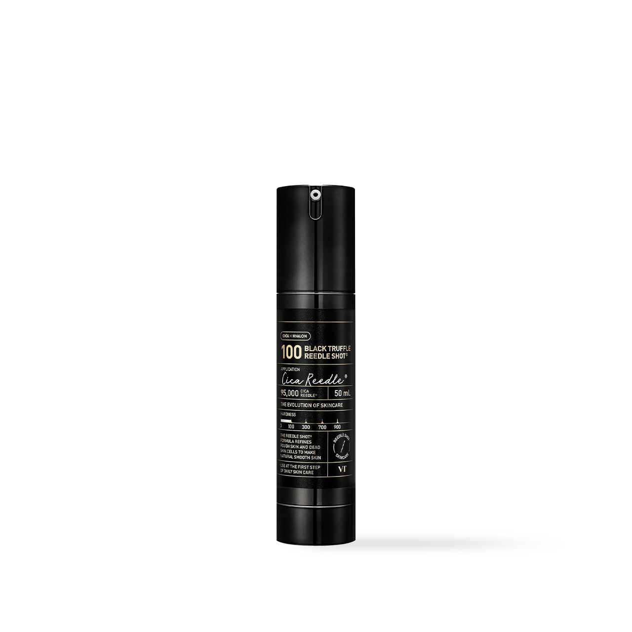 VT Cosmetics BLACK TRUFFLE Reedle Shot 100 50ml — black luxury bottle with gold detailing on dark background
