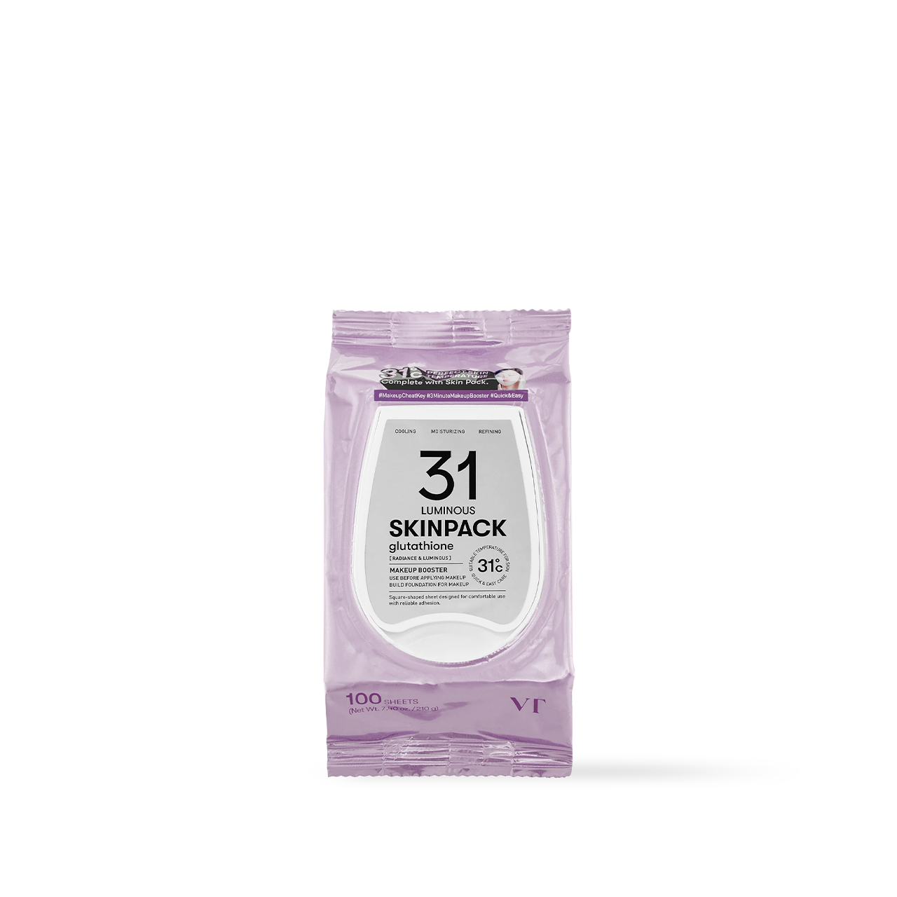 VT Cosmetics Skin Pack Luminous 250g — square toner pad pouch front view