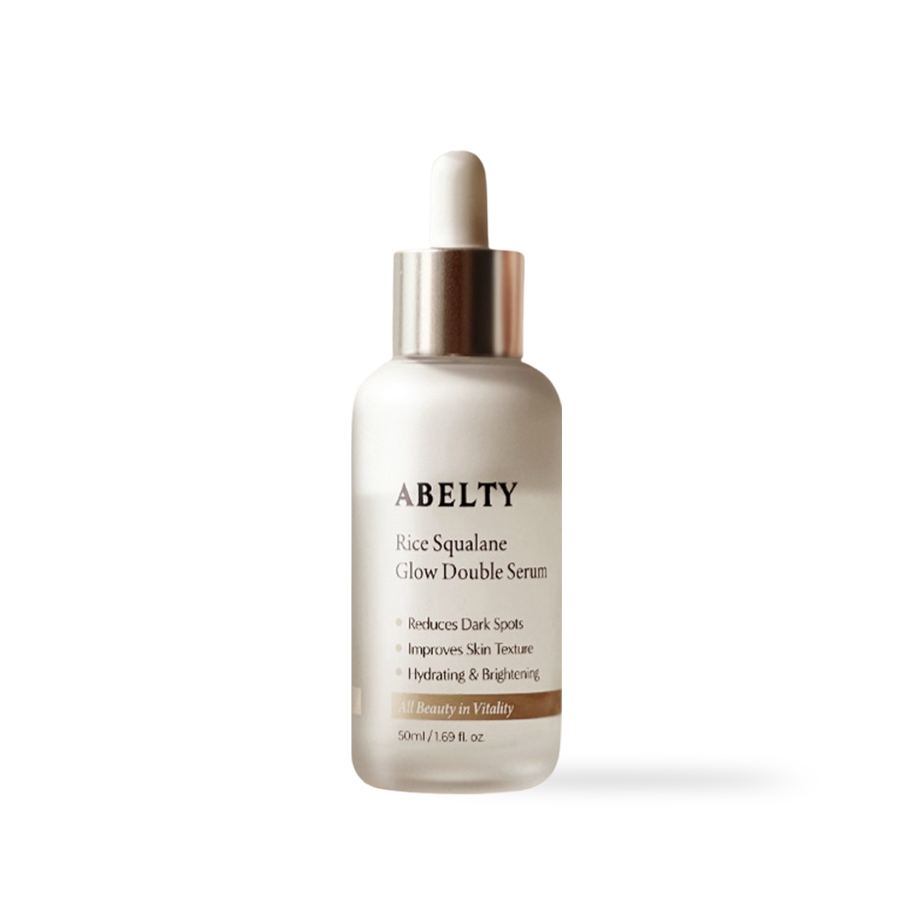 Abelty Rice Squalane Glow Double Serum 50ml — dual-layer bottle showing water and oil phases