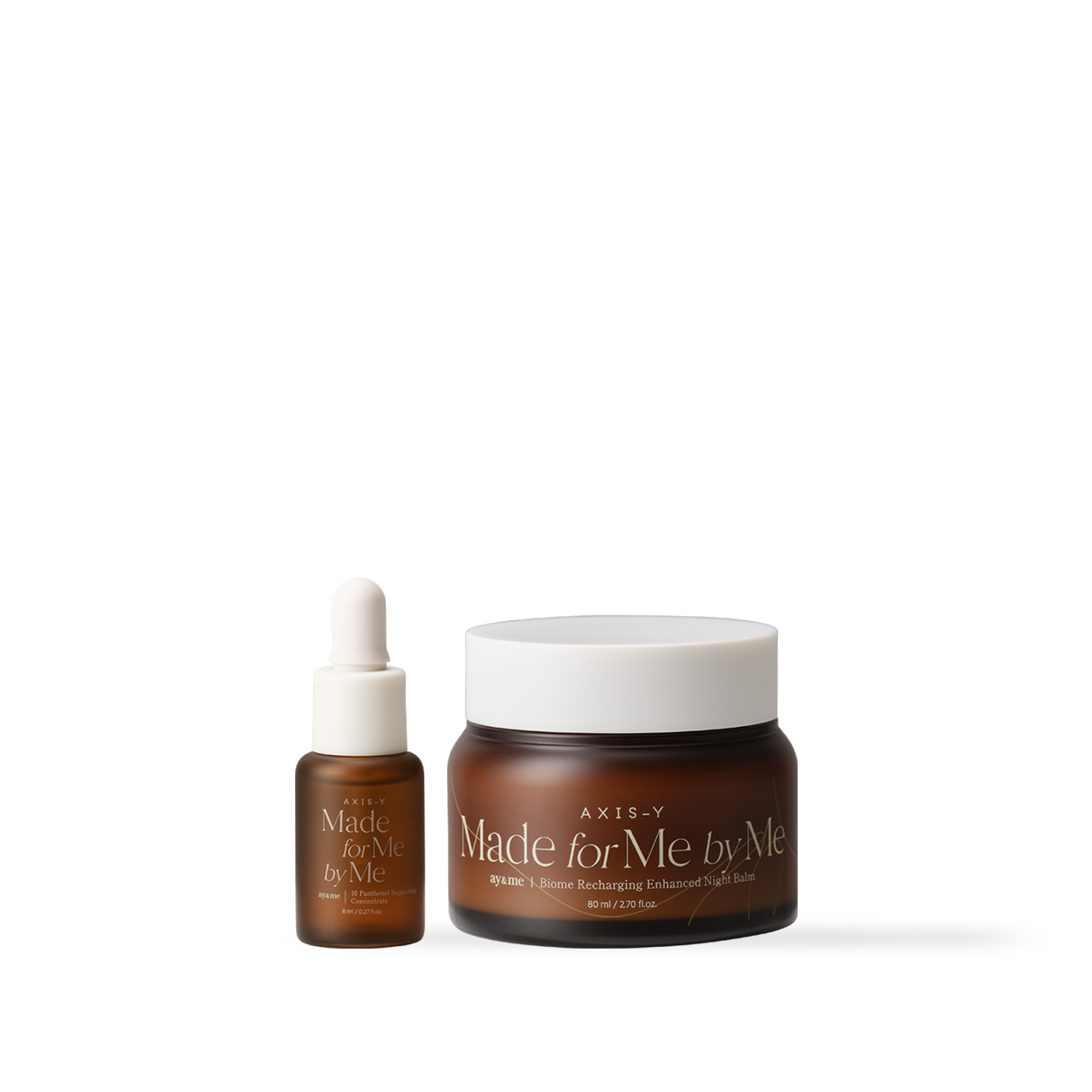 AXIS-Y Biome Recharging Night Renewal Set — balm jar and concentrate bottle side by side