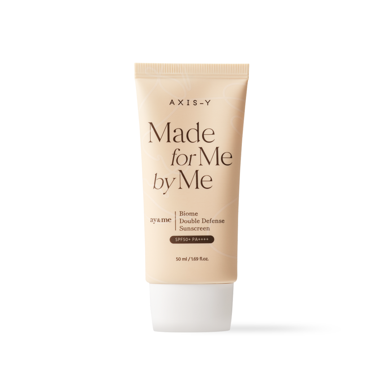 AXIS-Y Biome Double Defense Sunscreen 50ml — tube with beige label on light background