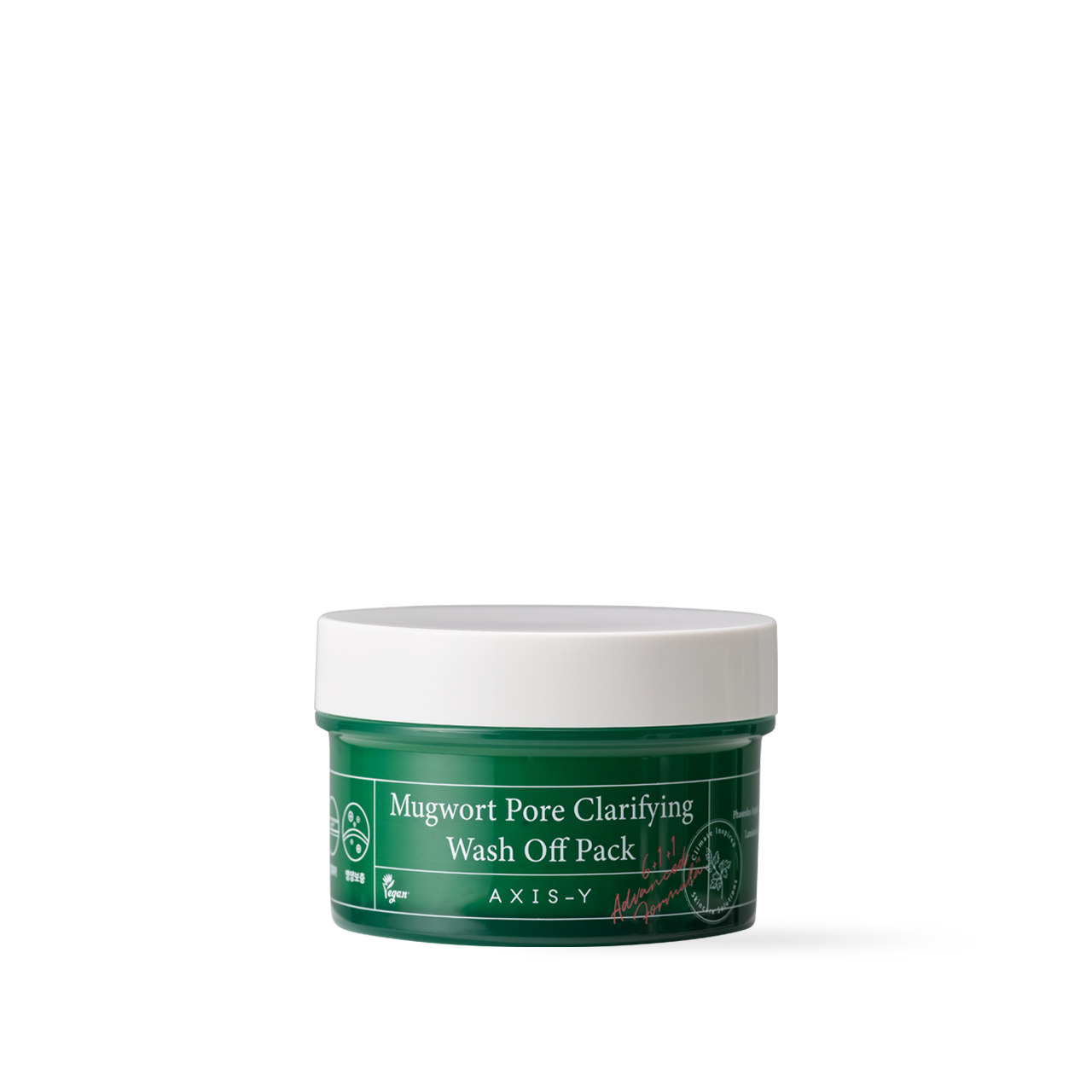 AXIS-Y Mugwort Pore Clarifying Wash Off Pack 100ml — green clay tube with mugwort leaf illustration