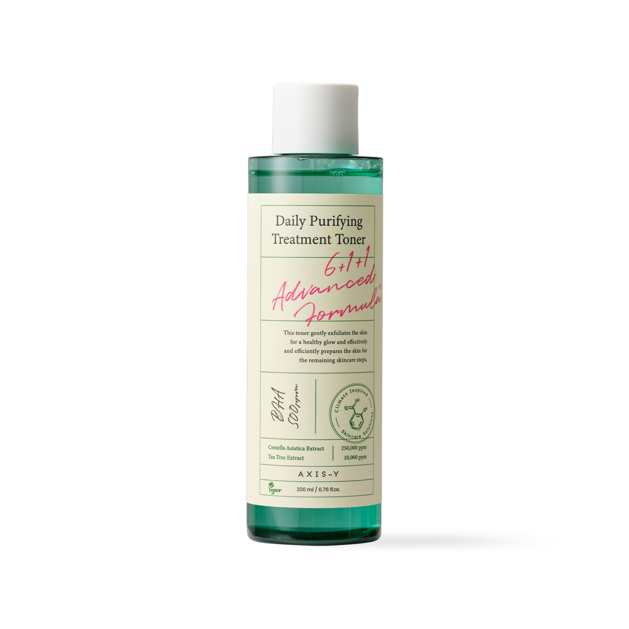 AXIS-Y Daily Purifying Treatment Toner 200ml — clear bottle with cotton pad application step