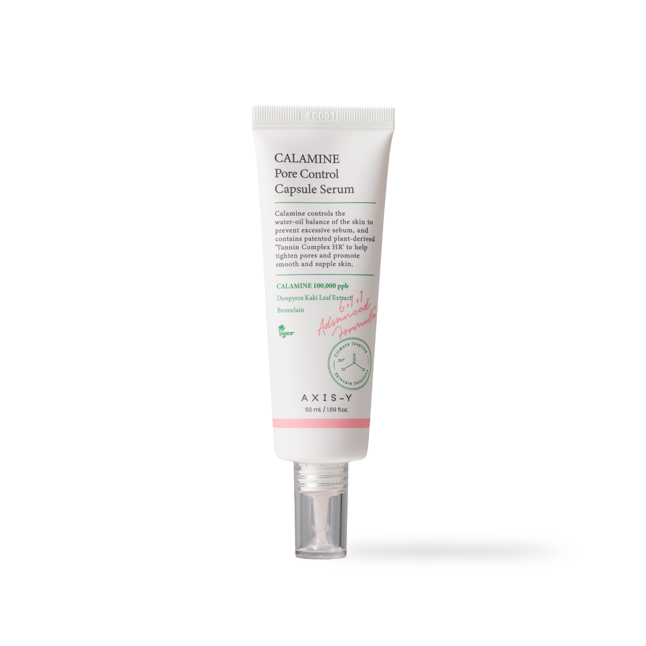 AXIS-Y CALAMINE Pore Control Capsule Serum 50ml — lightweight serum bottle with pink calamine tint