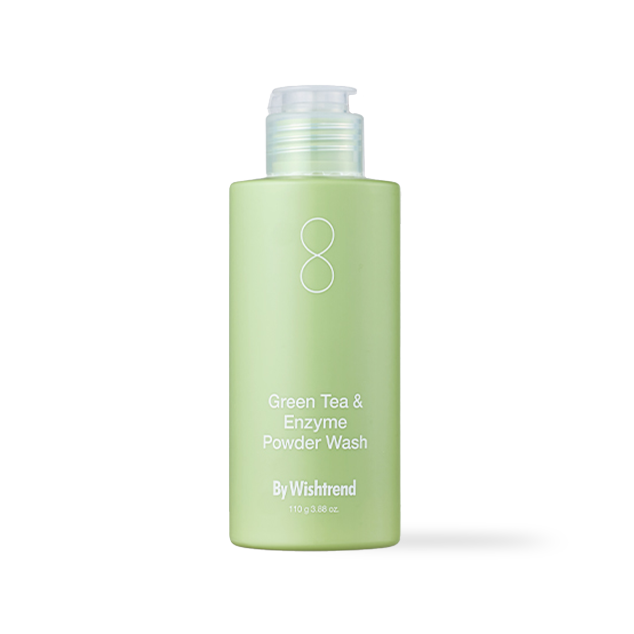 ByWishtrend Green Tea Enzyme Powder Wash 110g — white jar with green label on white background