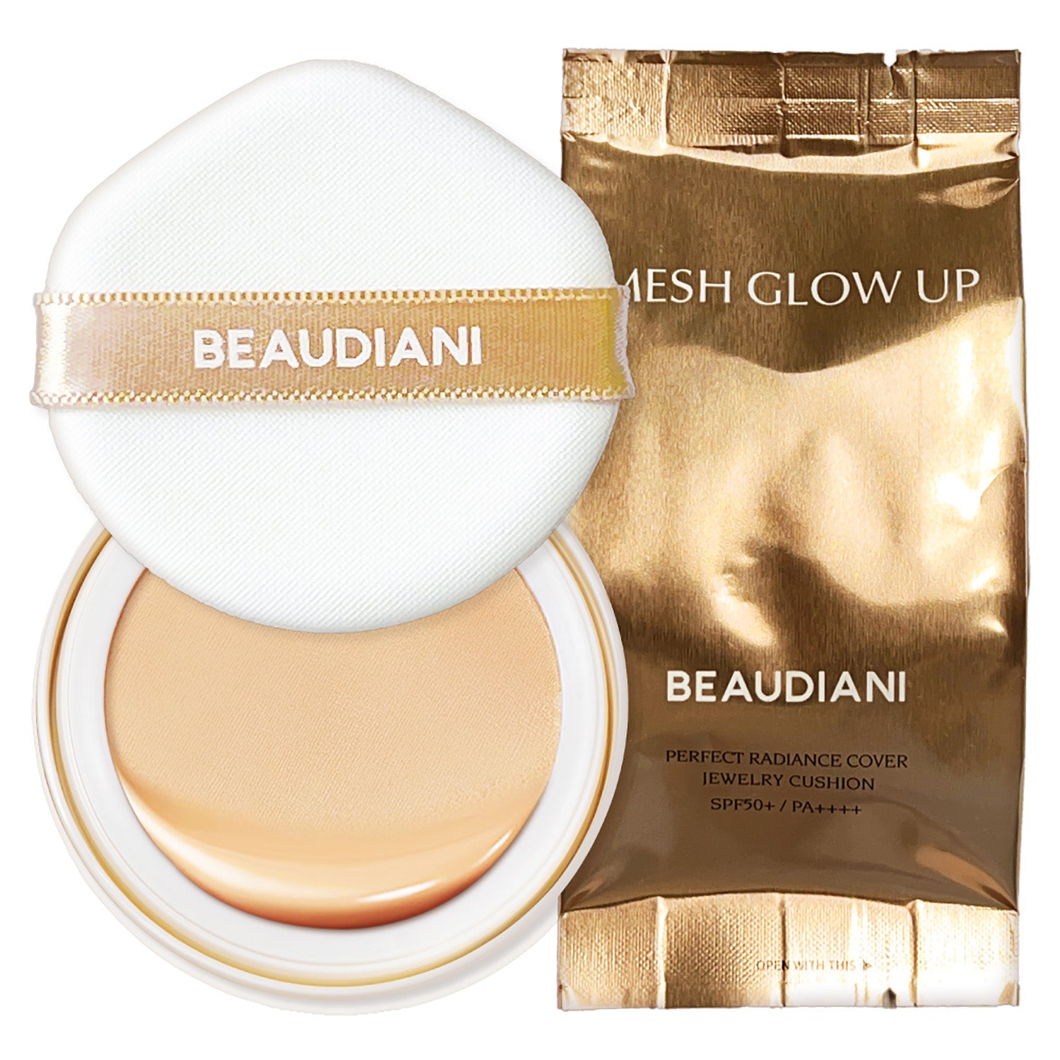 Beaudiani Mesh Glow Up Cushion Refill 12g — refill pan showing product surface with mesh visible