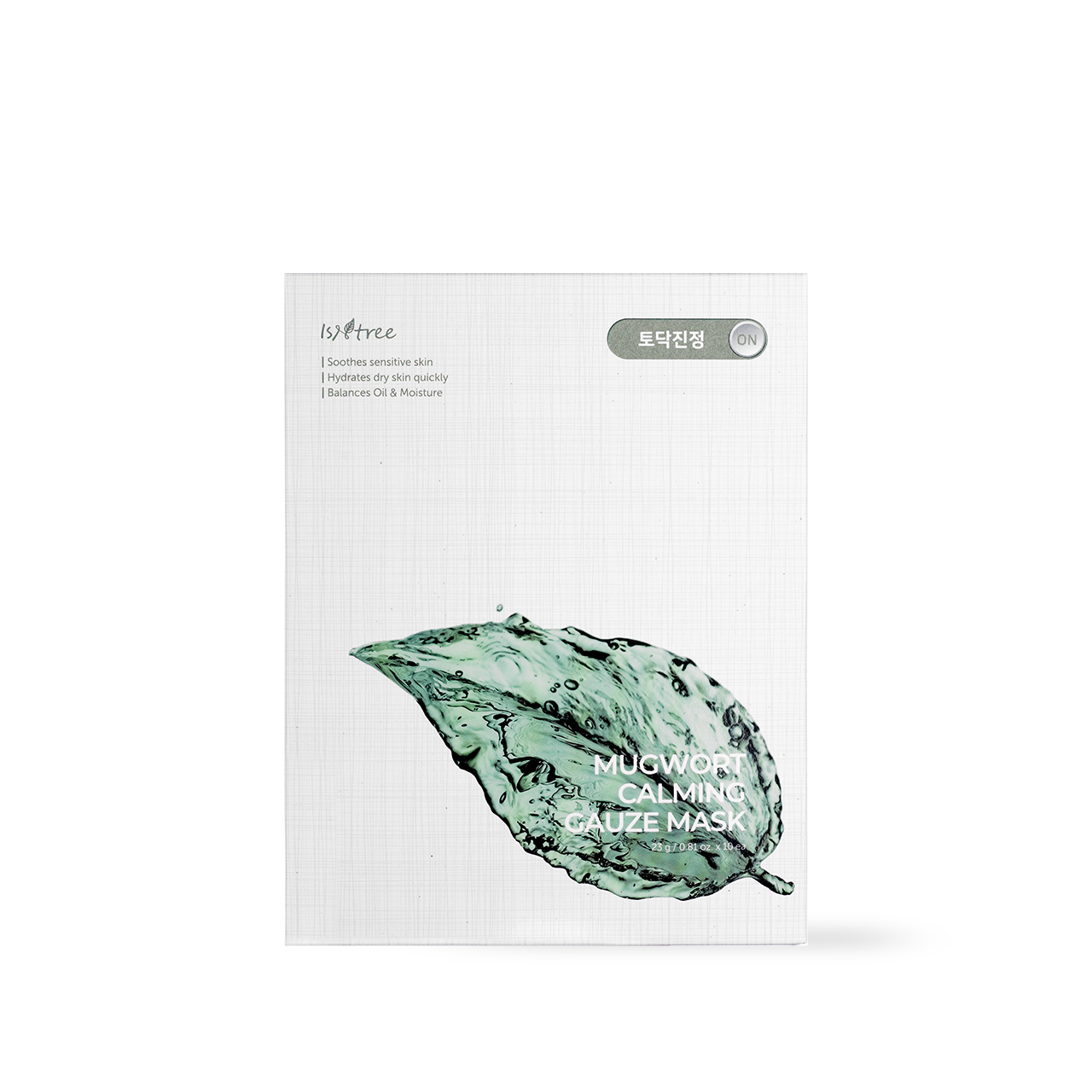 Isntree Mugwort Calming Gauze Mask 23g 10ea — sheet mask pouch with green label