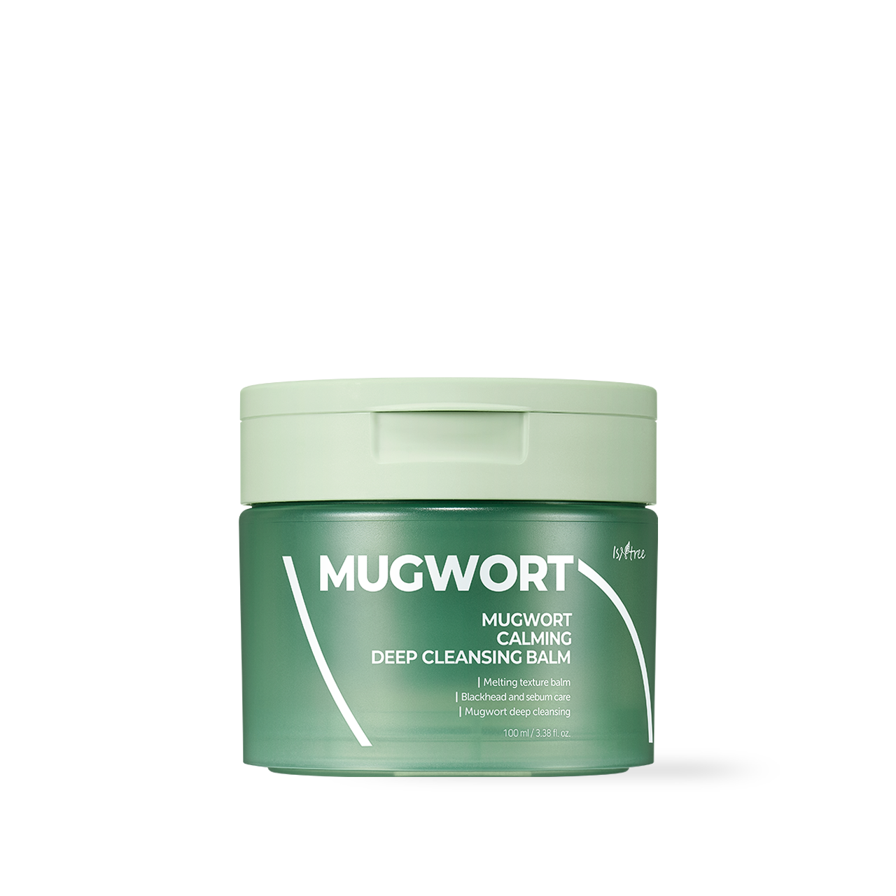 Isntree Mugwort Calming Deep Cleansing Balm 100ml — jar with spatula on white background