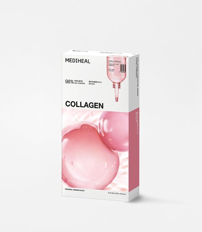 Mediheal Collagen Essential Mask 10ea — box of ten sheet mask pouches with white packaging