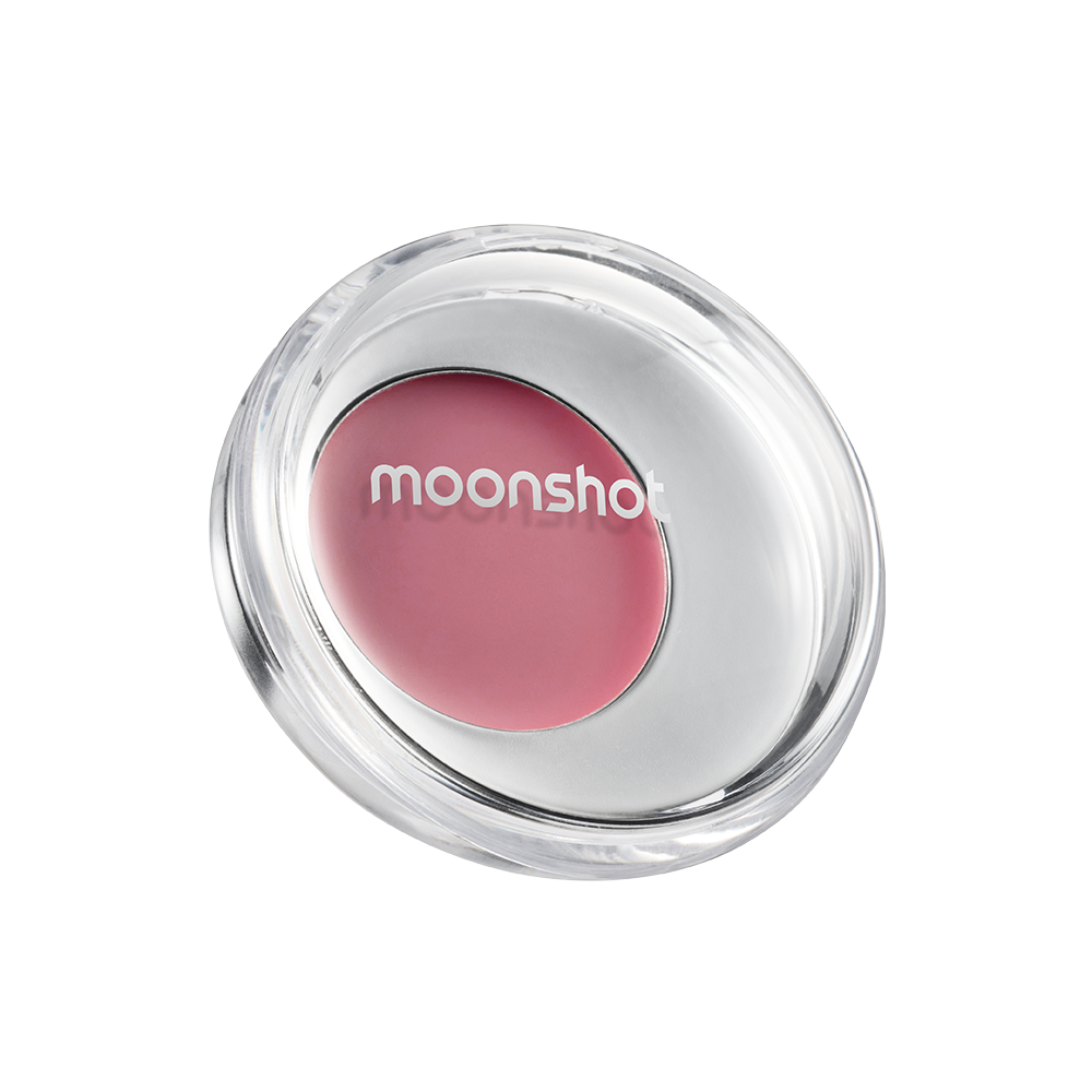 Moonshot Melting Mood Lip Cheek Balm — open product showing balm texture on model lips