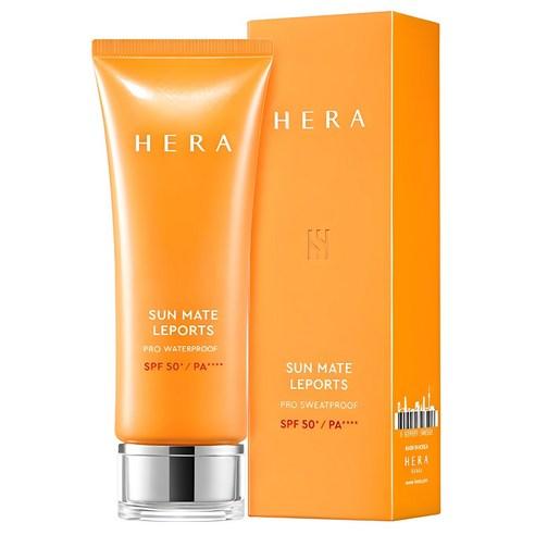 Hera Sun Mate Leports Pro Waterproof 70ml — tube on white background with sport lifestyle