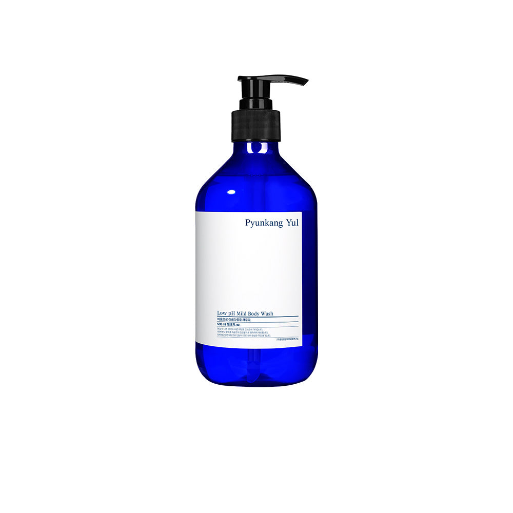 PyunkangYul Low pH Mild Body Wash 500ml — large pump bottle on bathroom shelf