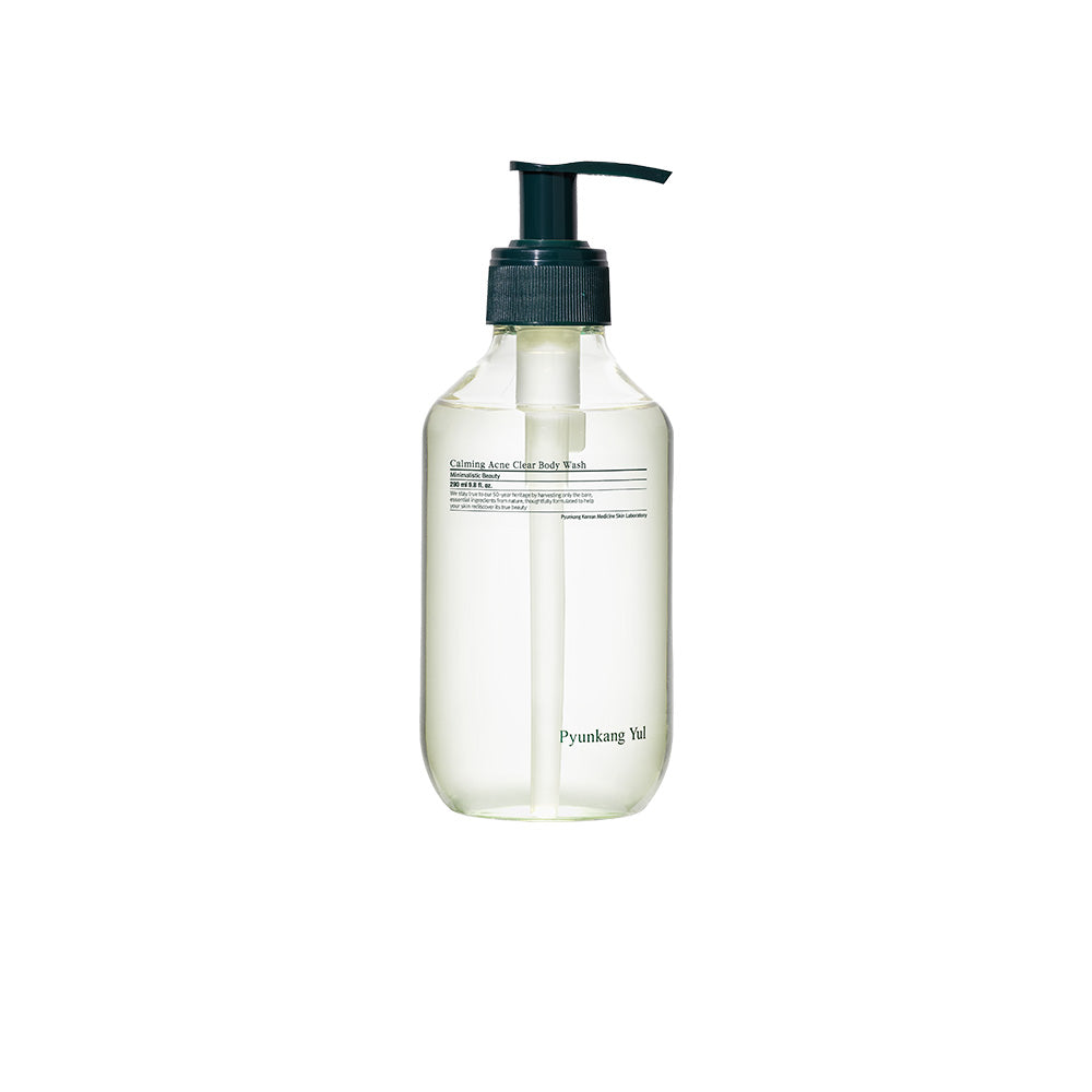 PyunkangYul Calming Acne Clear Body Wash 290ml — green pump bottle standing upright