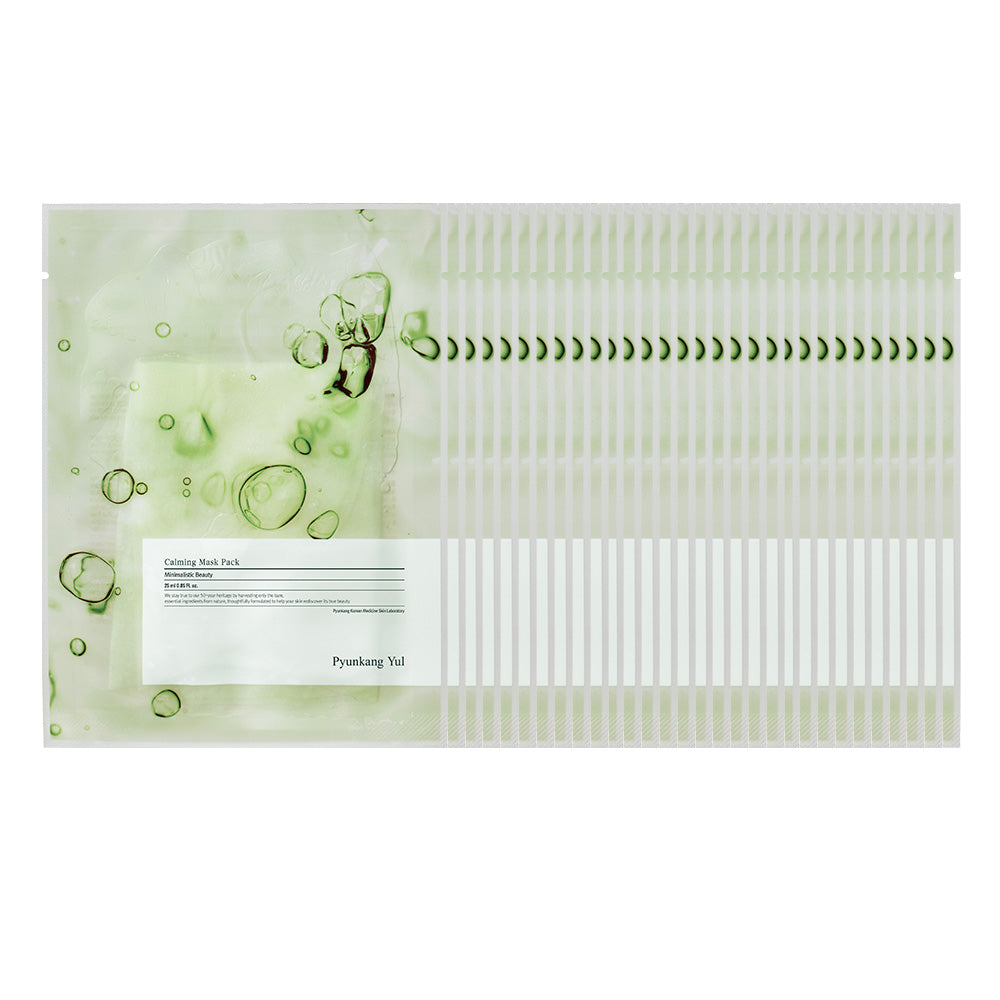PyunkangYul Calming Mask Pack — opened pouch with sheet mask inside, front view