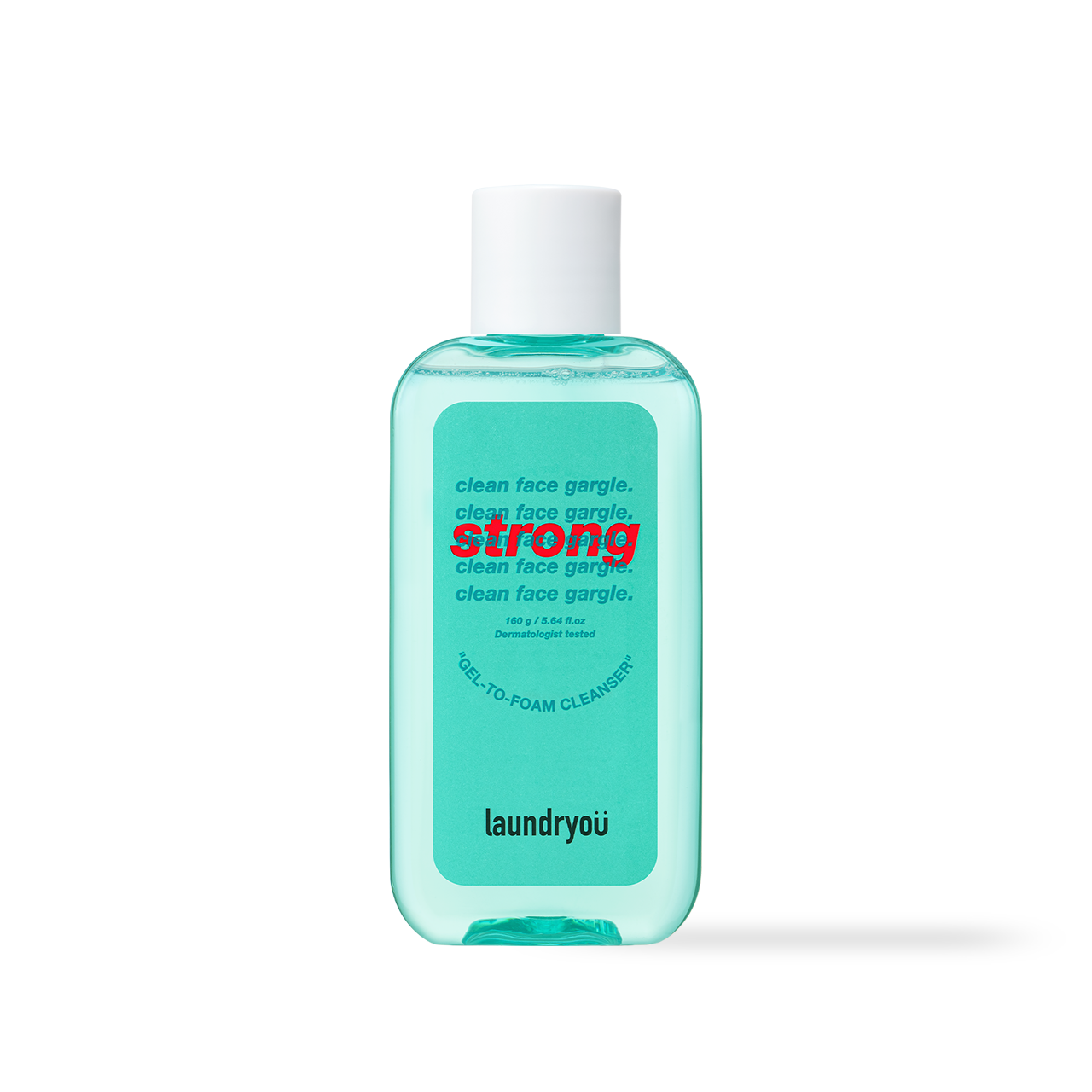 Laundryou Clean Face Gargle Gel-to-Foam Cleanser Strong 160g — green tube with pump dispenser