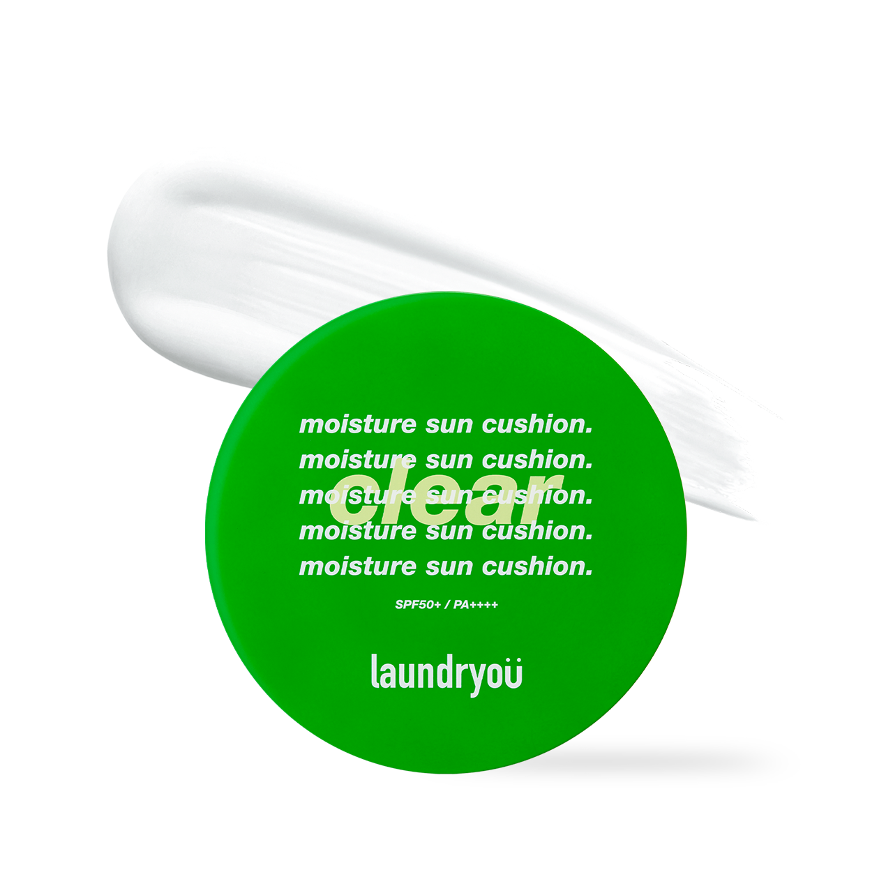Laundryou Moisture Sun Cushion Clear 25g — compact case open showing oversized cushion puff