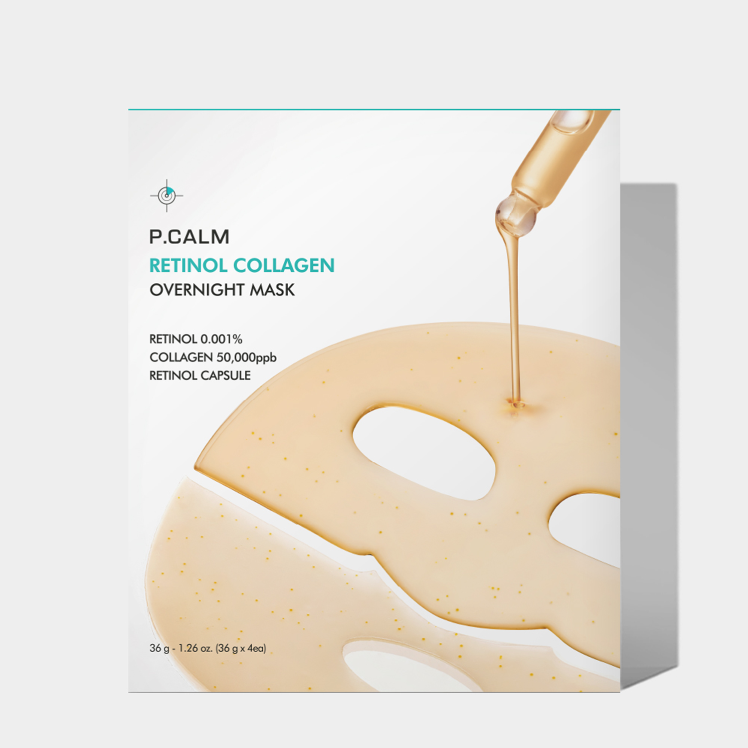 P.CALM Retinol Collagen Overnight Mask 36g 4pcs — clear hydrogel patches in box packaging