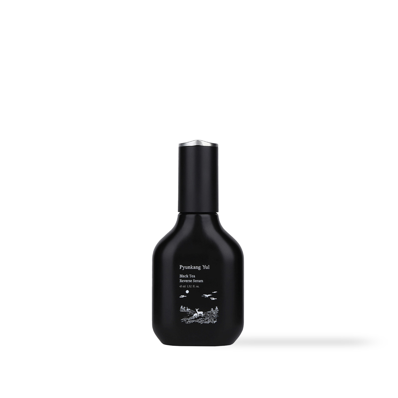 PyunkangYul Black Tea Boosting Serum 45ml — dark glass bottle with gold cap on white background